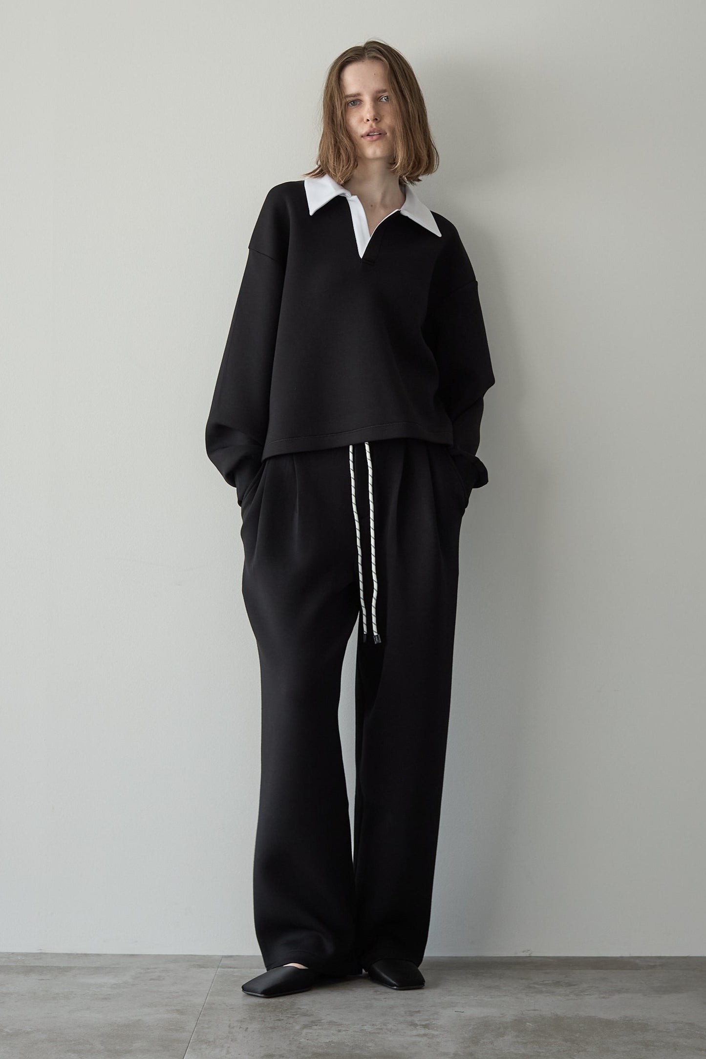 【予約販売11月中旬配送】スウェットワイドパンツ【BLACK】