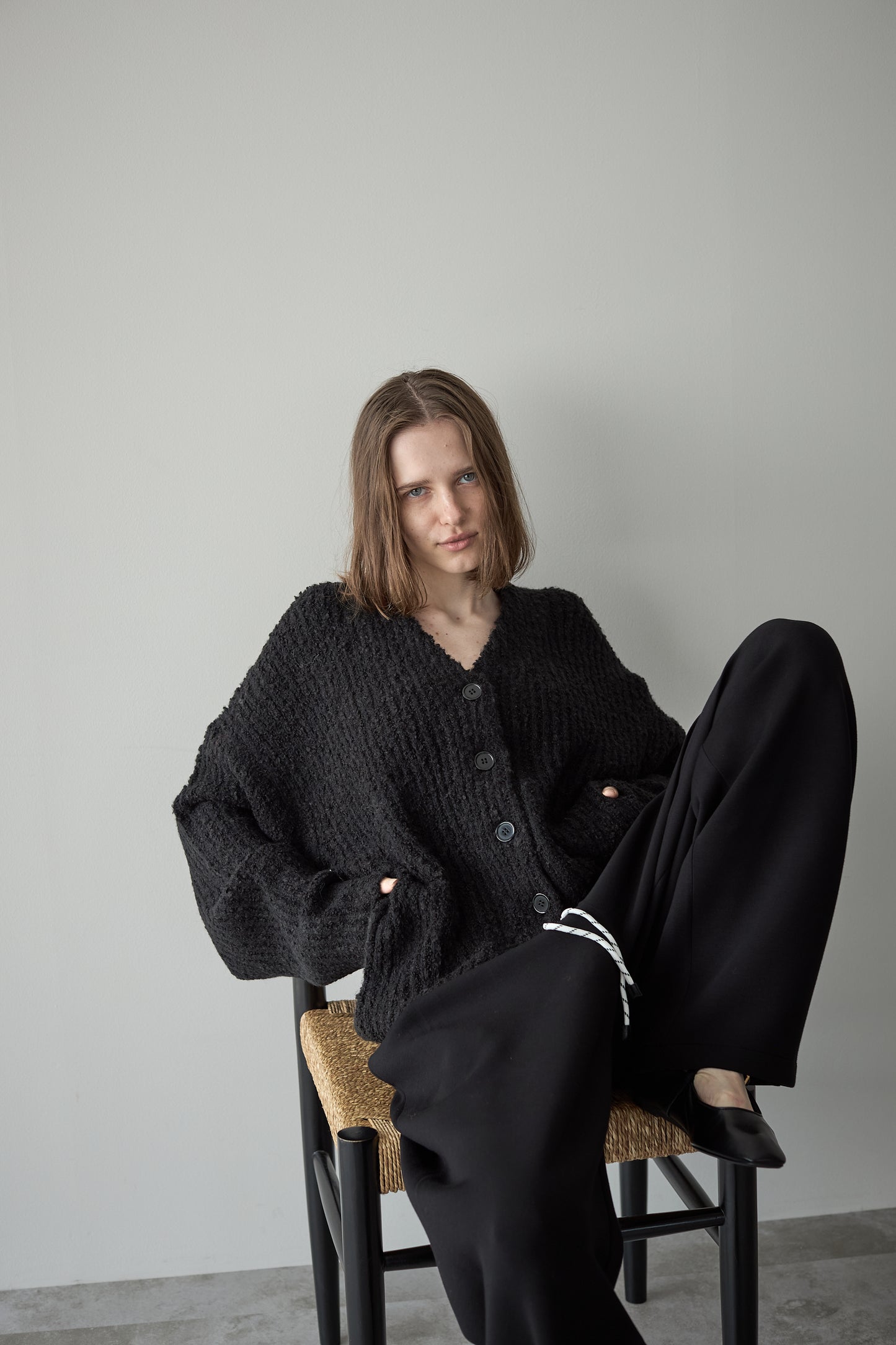 ロングブークレカーディガン【BLACK】