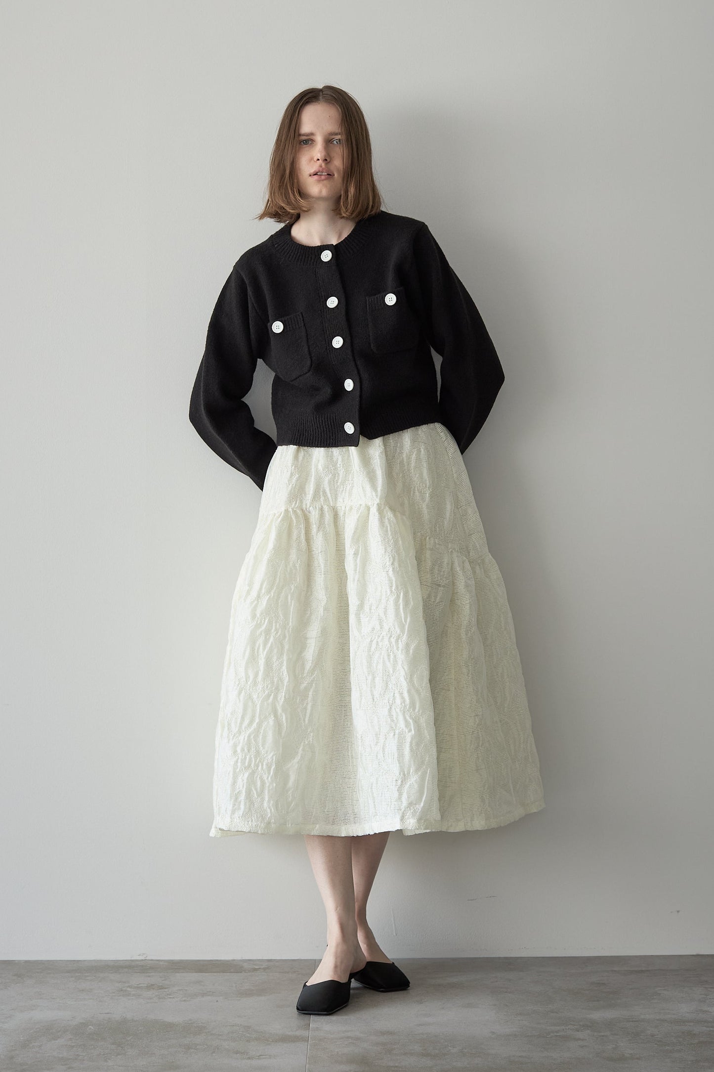 ボタンカーディガン【BLACK】