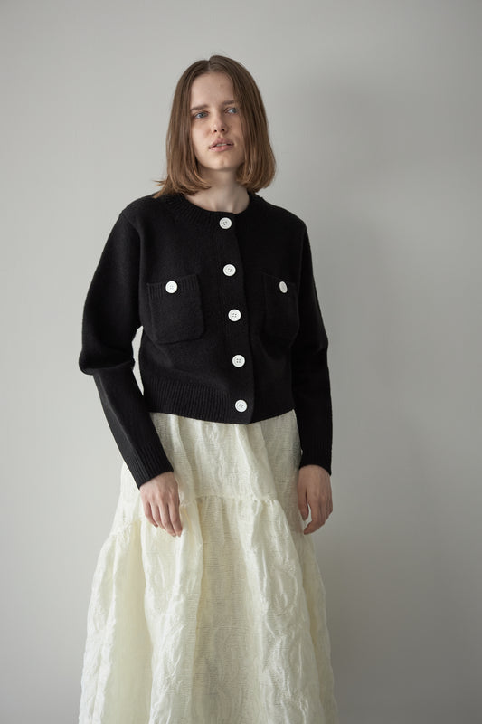 ボタンカーディガン【BLACK】