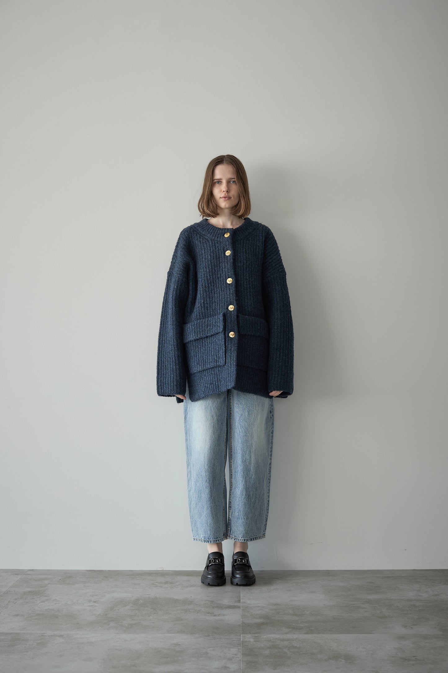 ドッグボタンニットコート【BLUE】