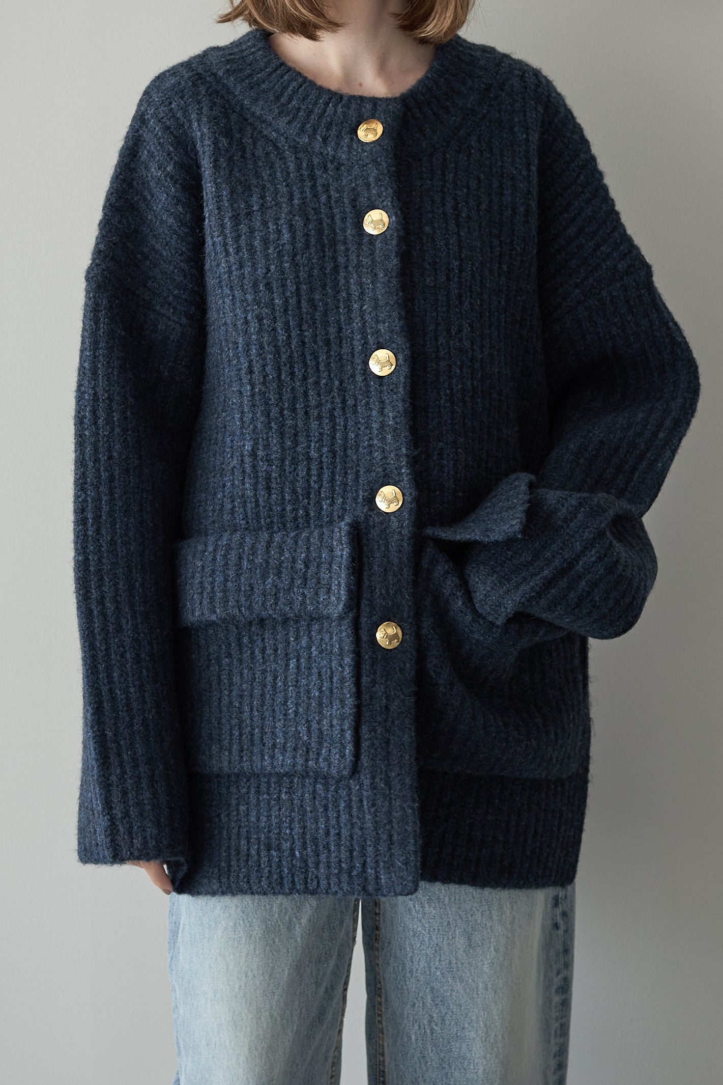 ドッグボタンニットコート【BLUE】