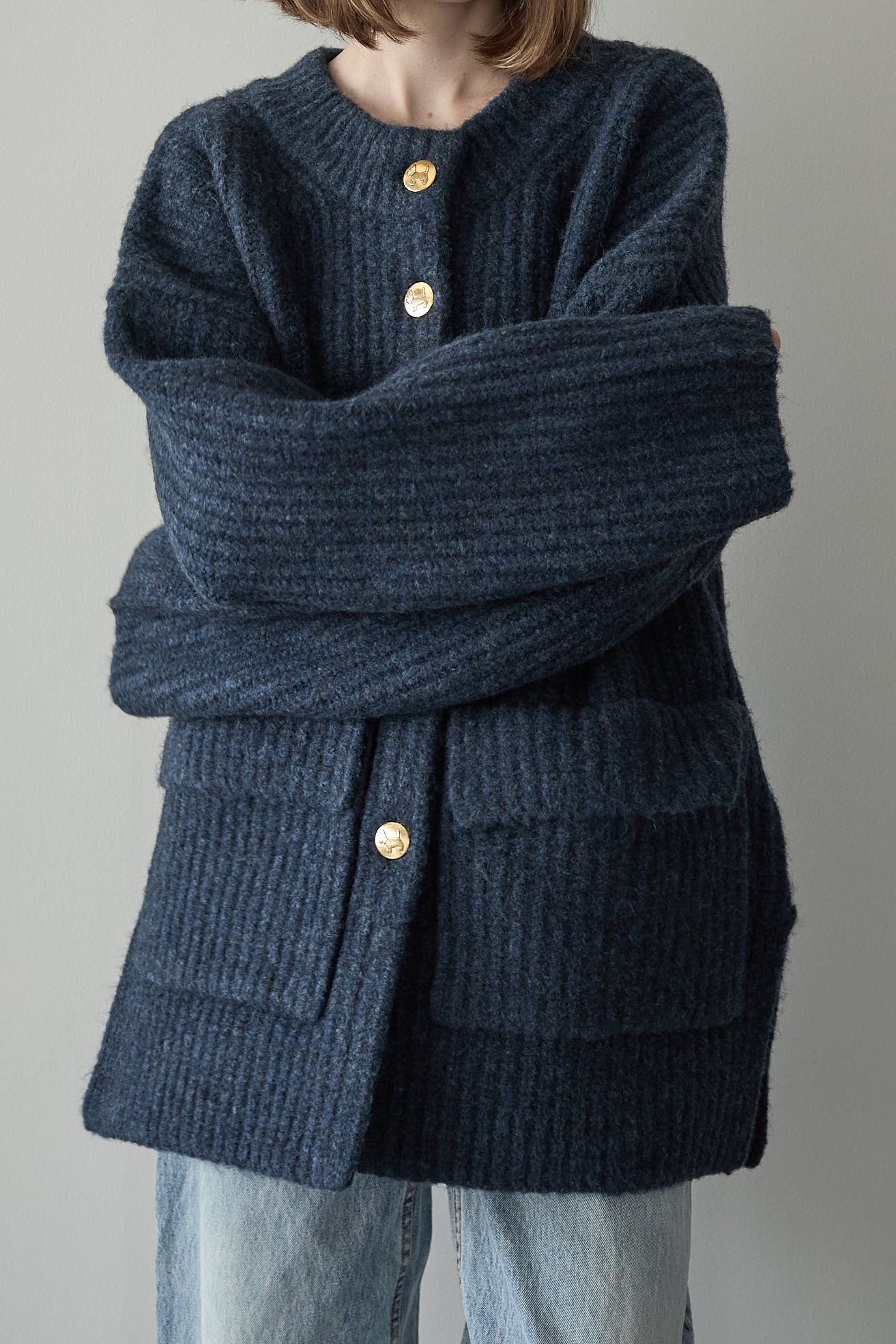 ドッグボタンニットコート【BLUE】