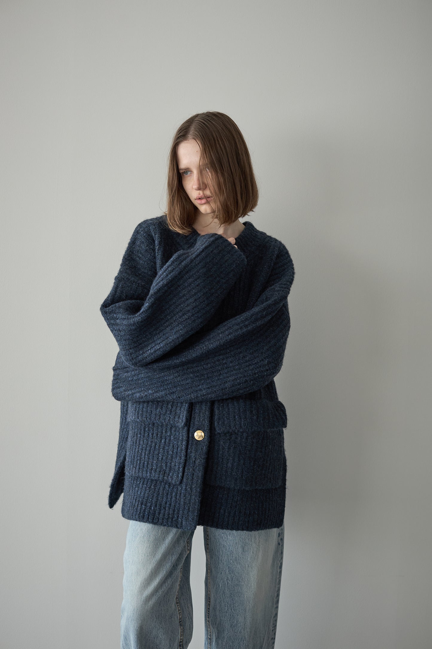 ドッグボタンニットコート【BLUE】