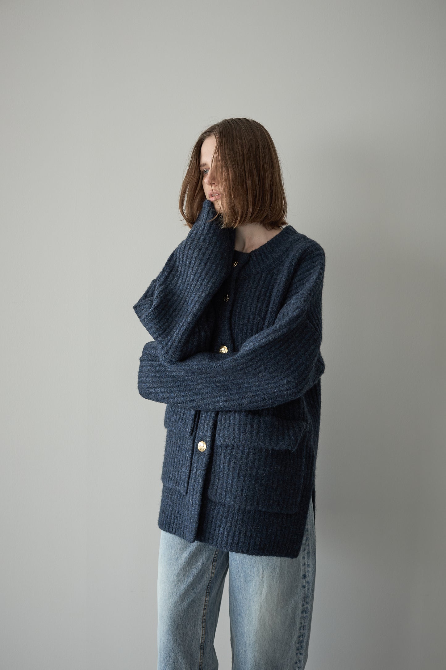 ドッグボタンニットコート【BLUE】