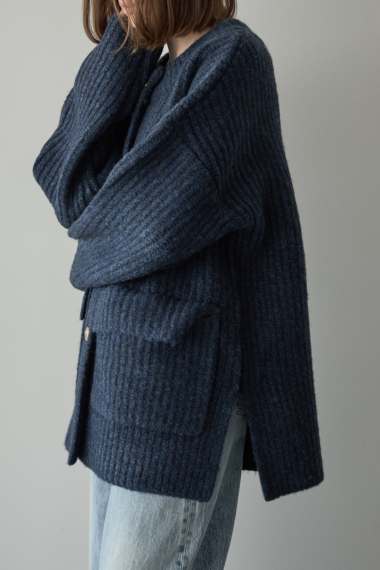 ドッグボタンニットコート【BLUE】