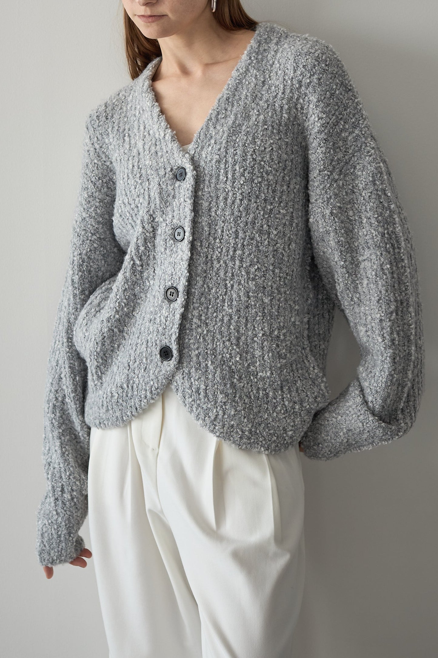 ロングブークレカーディガン【GRAY】