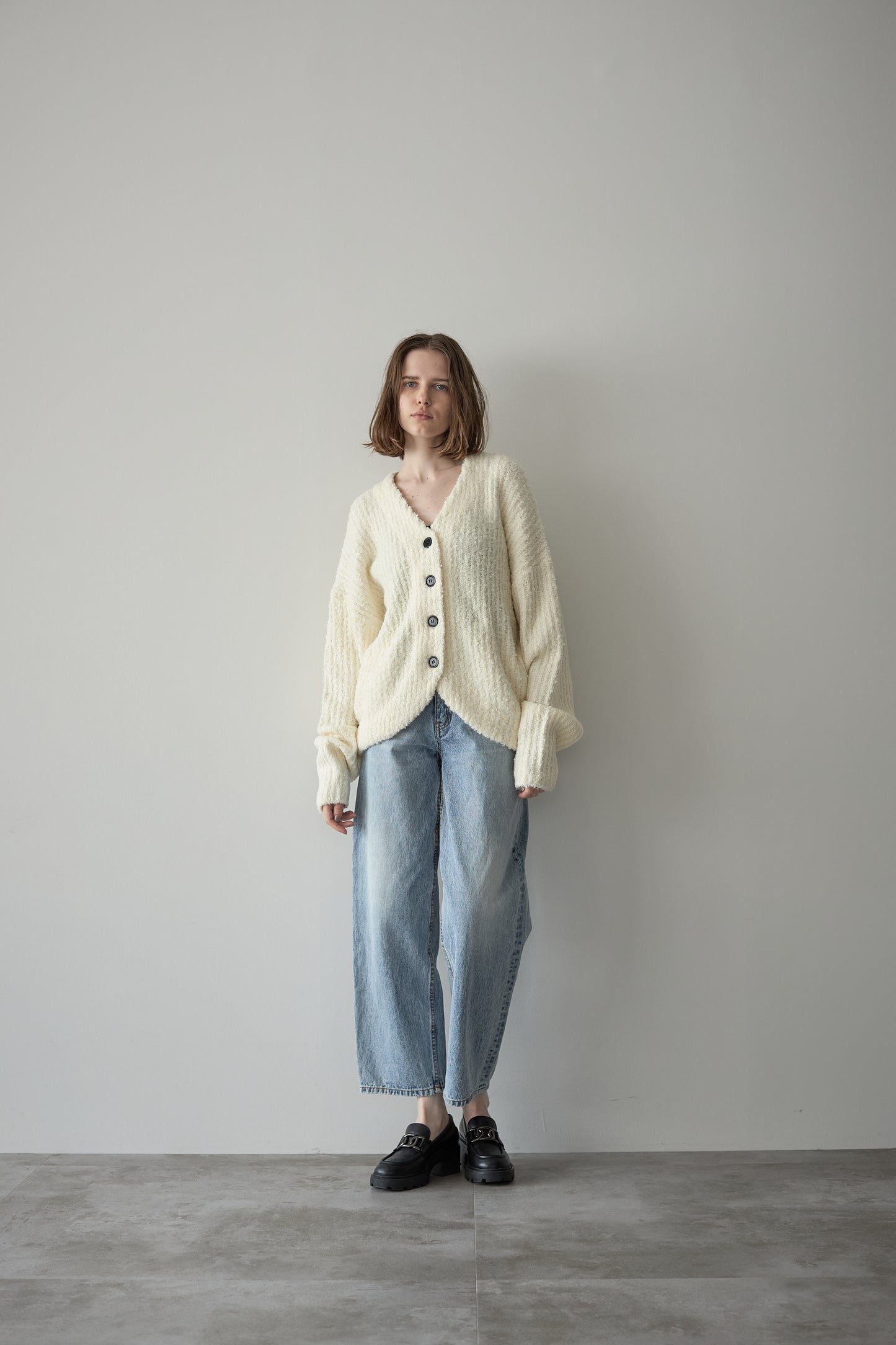 ロングブークレカーディガン【WHITE】