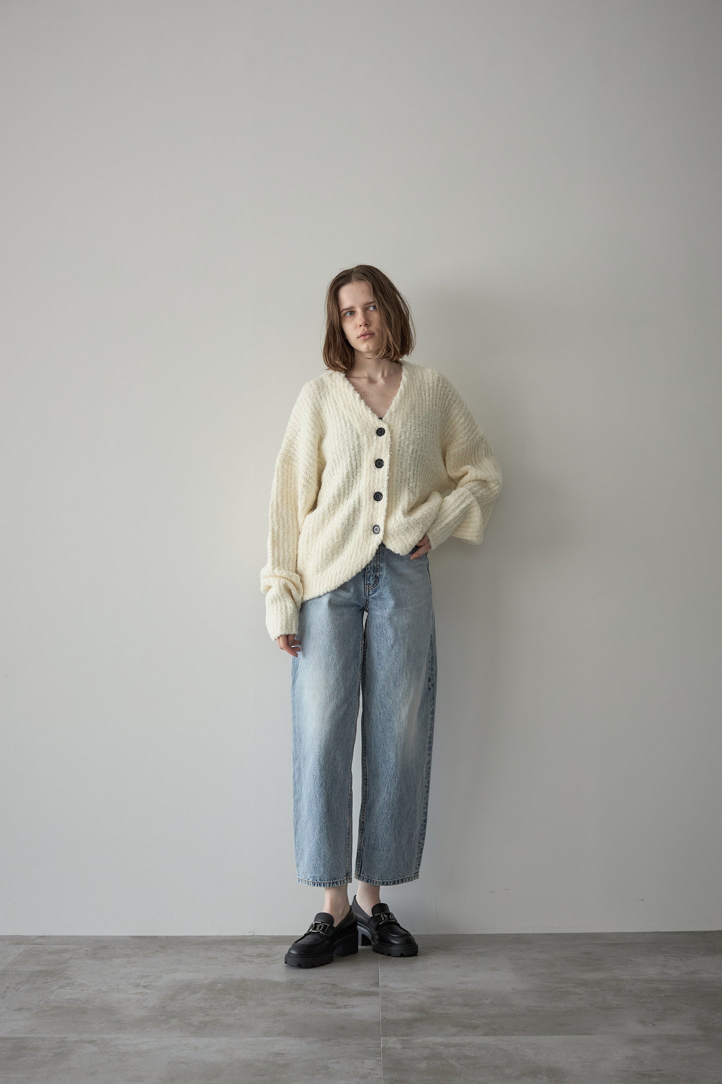 ロングブークレカーディガン【WHITE】