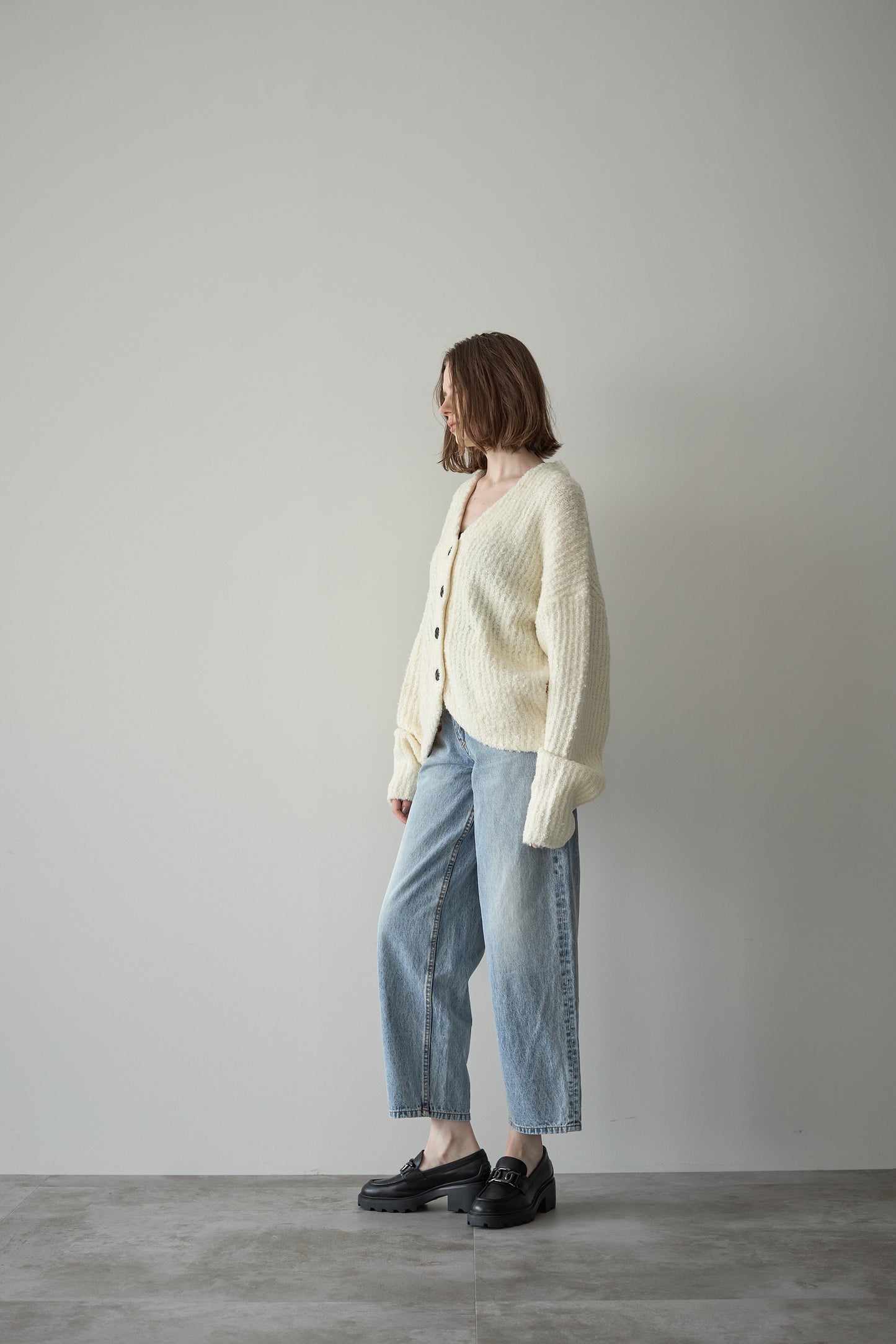 ロングブークレカーディガン【WHITE】