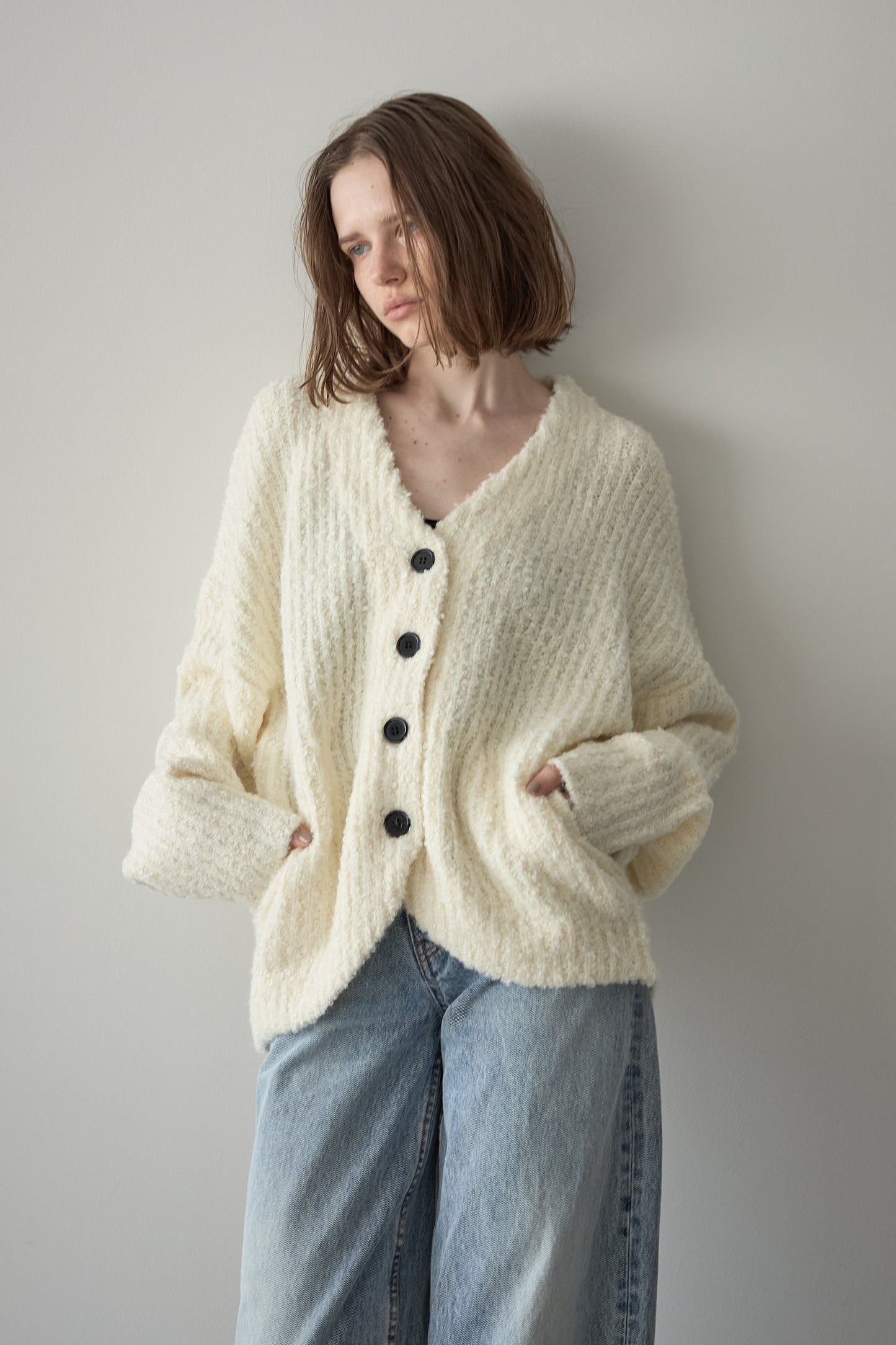 ロングブークレカーディガン【WHITE】