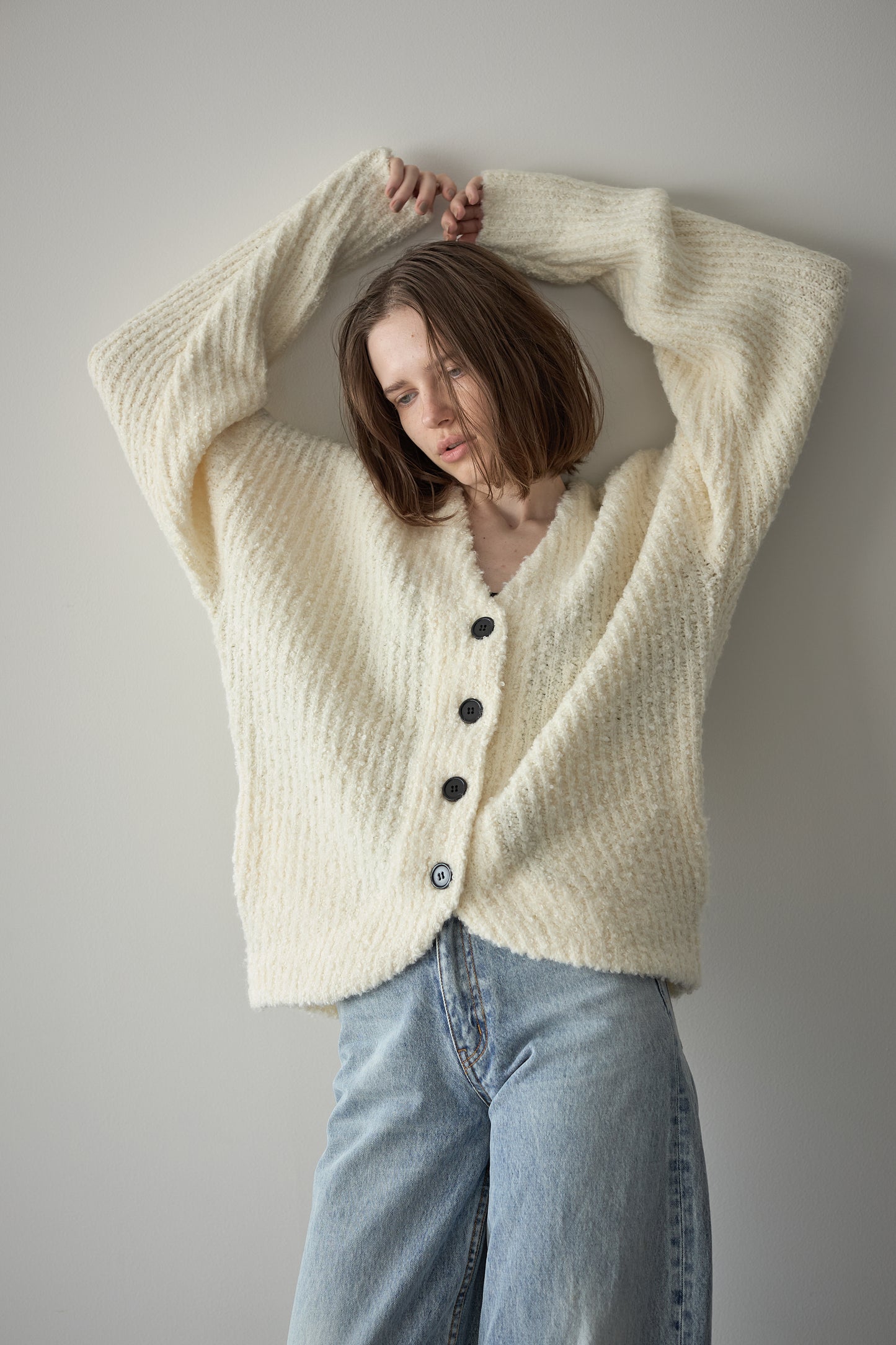 ロングブークレカーディガン【WHITE】