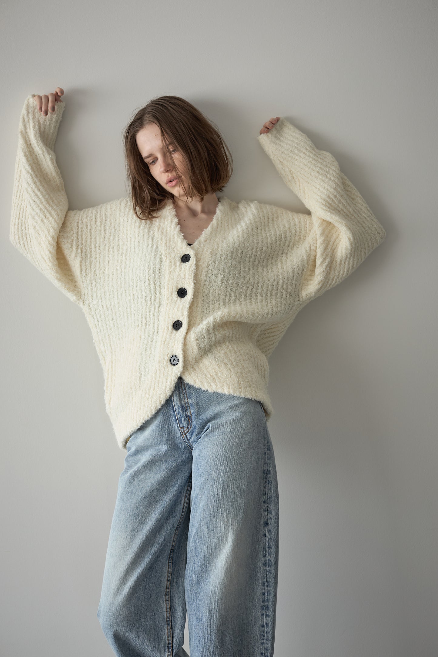 ロングブークレカーディガン【WHITE】