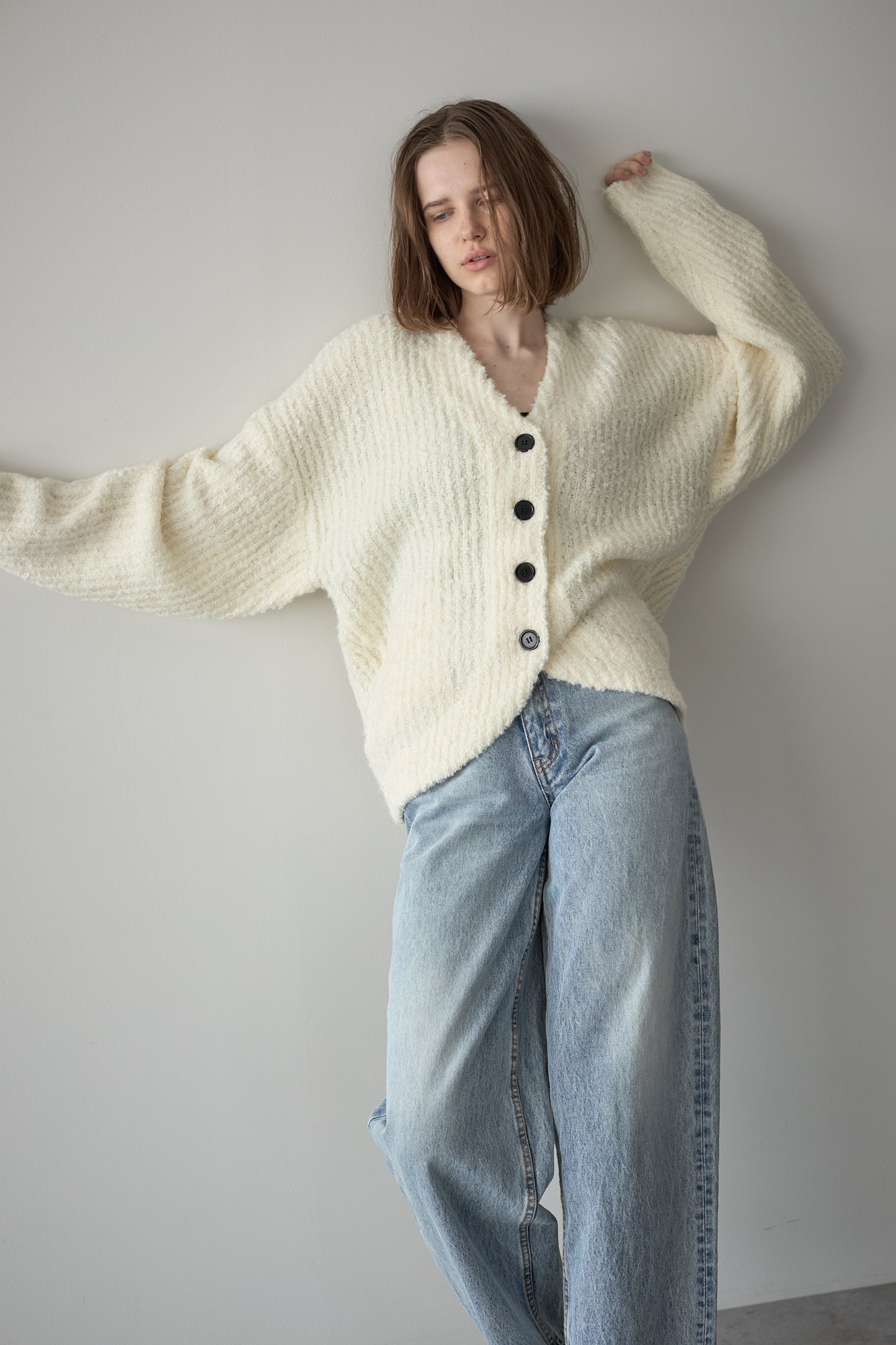 ロングブークレカーディガン【WHITE】