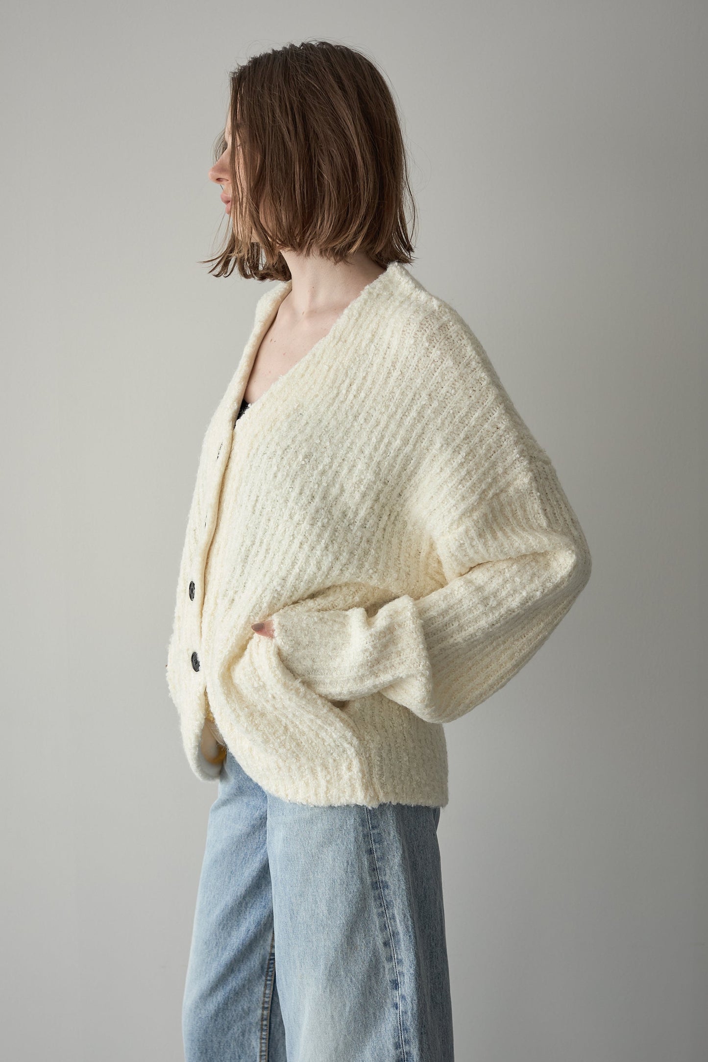 ロングブークレカーディガン【WHITE】