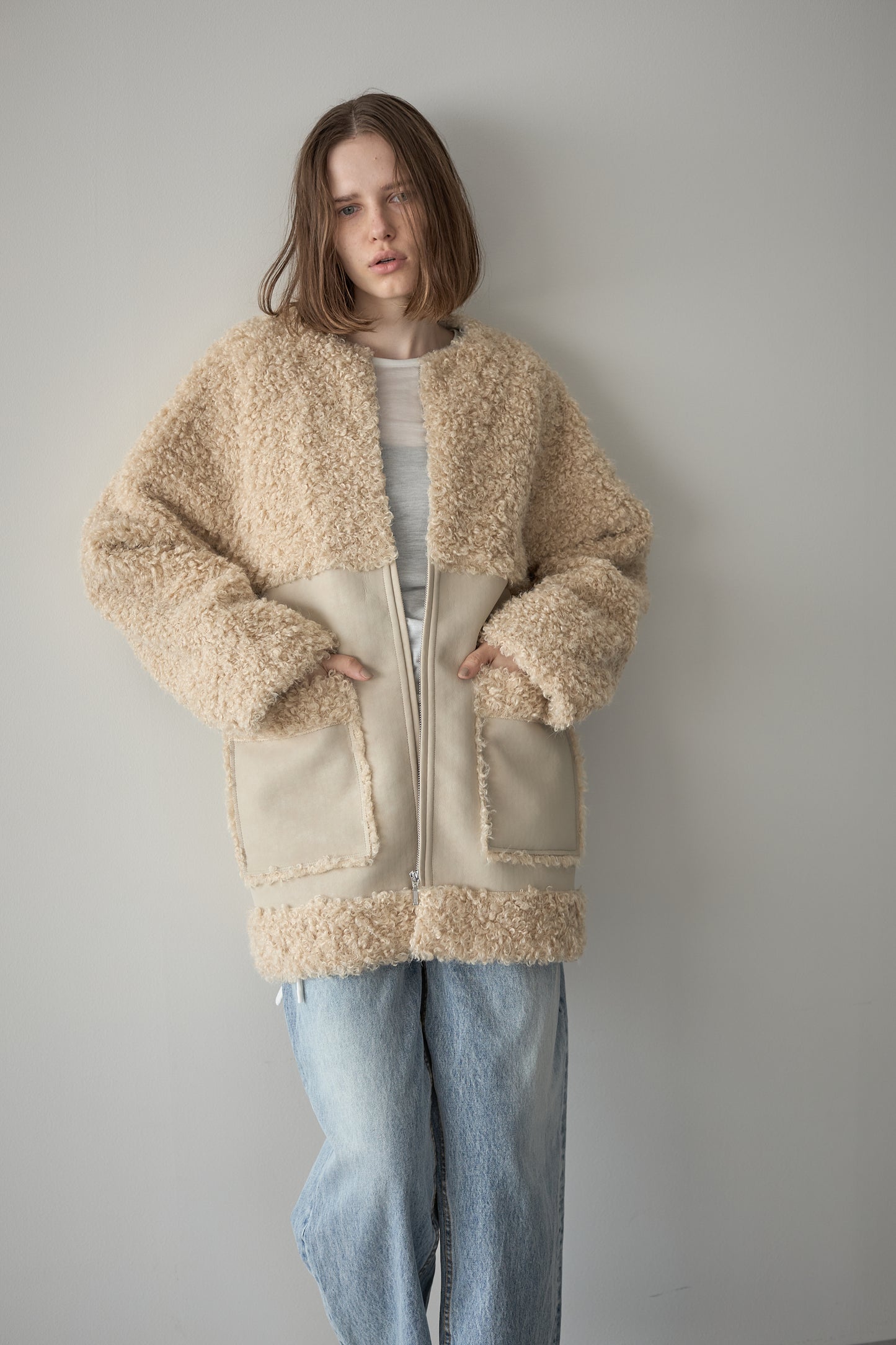フェイクムートンアウター【BEIGE】