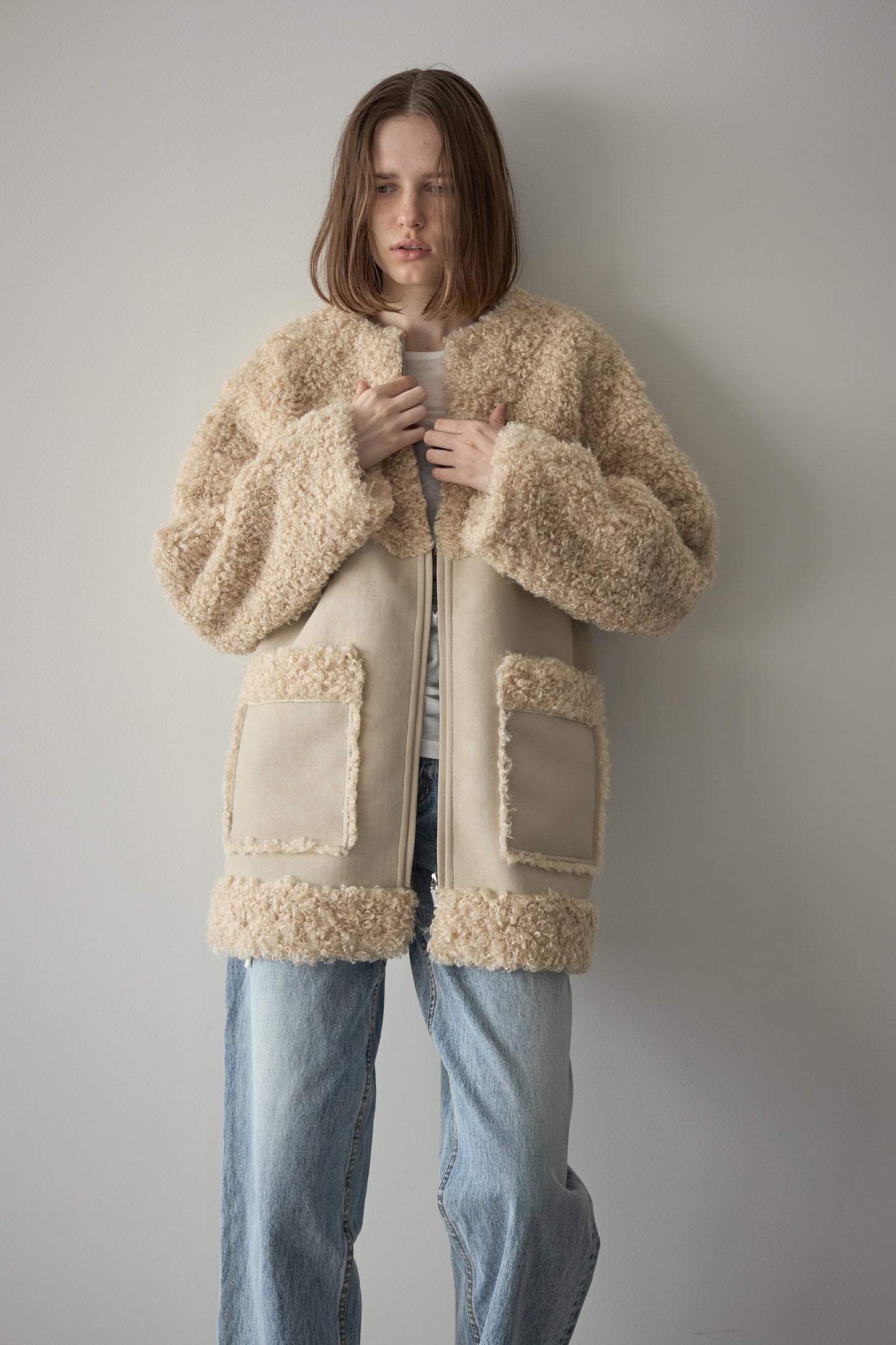 フェイクムートンアウター【BEIGE】