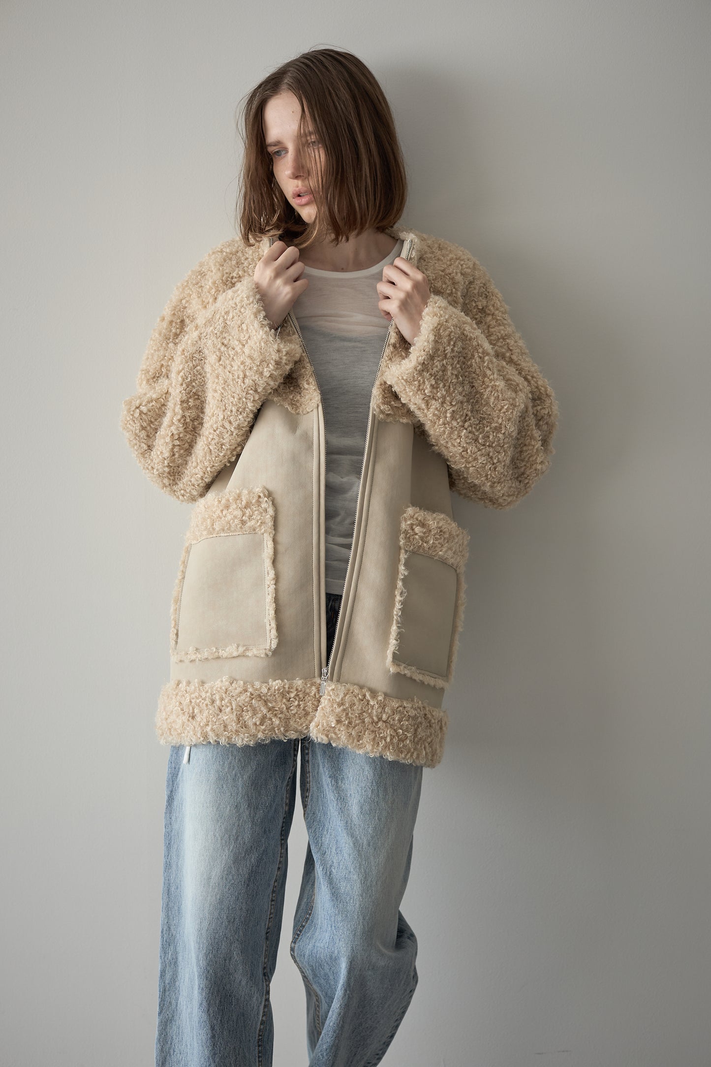 フェイクムートンアウター【BEIGE】