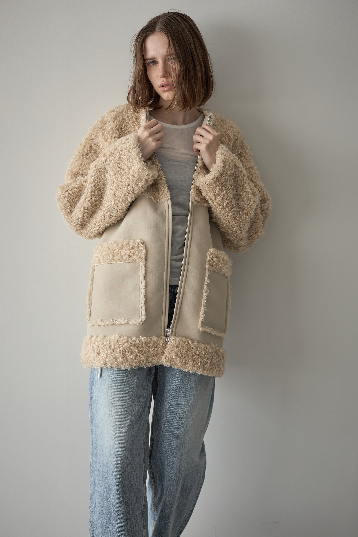 フェイクムートンアウター【BEIGE】