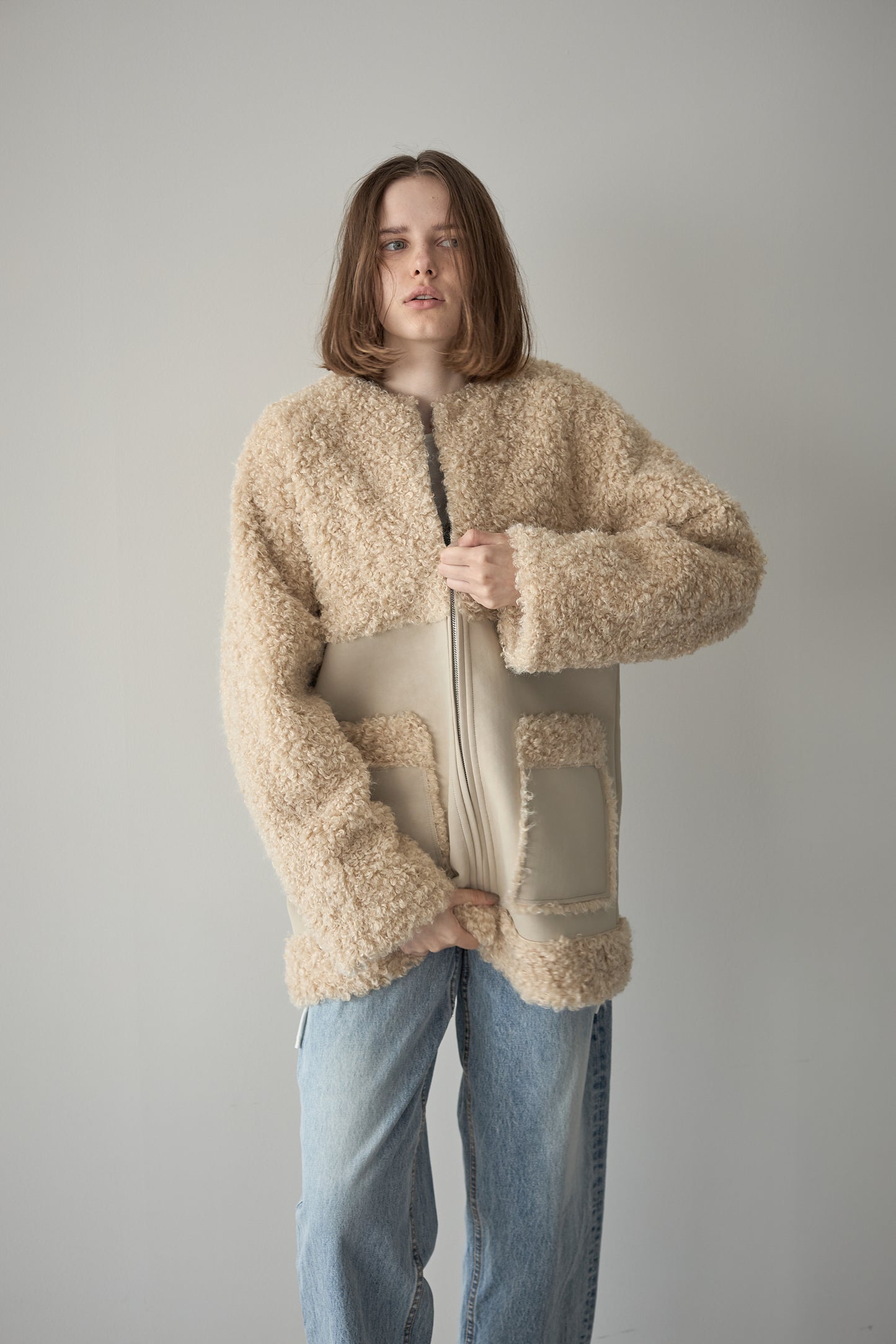 フェイクムートンアウター【BEIGE】