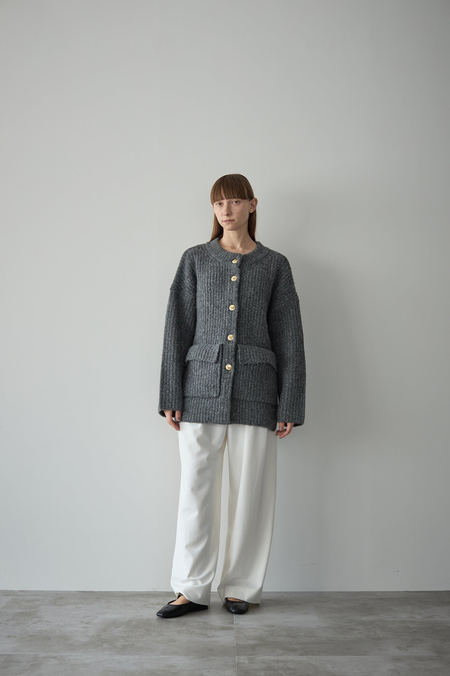 ドッグボタンニットコート【GRAY】