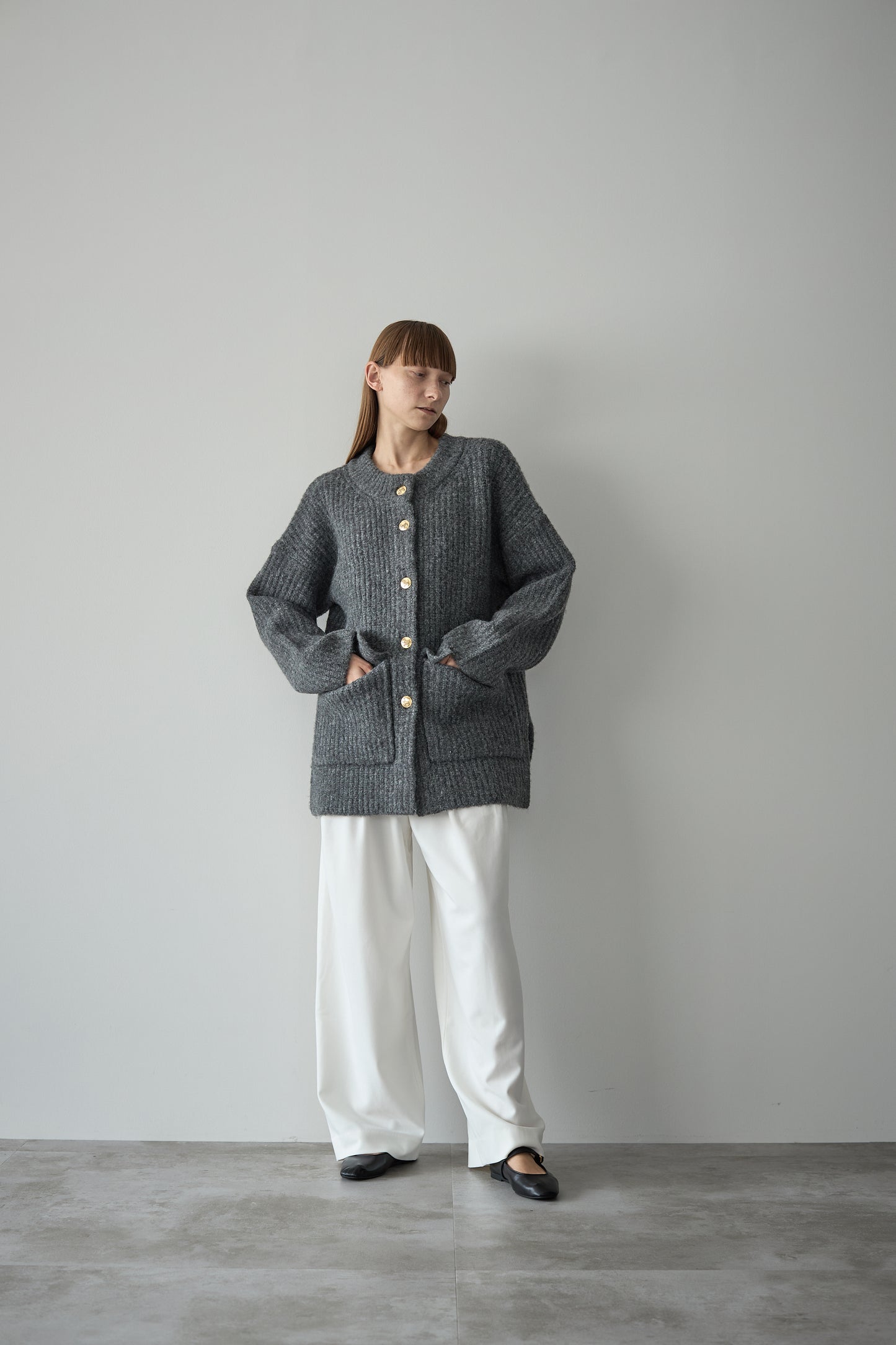 ドッグボタンニットコート【GRAY】