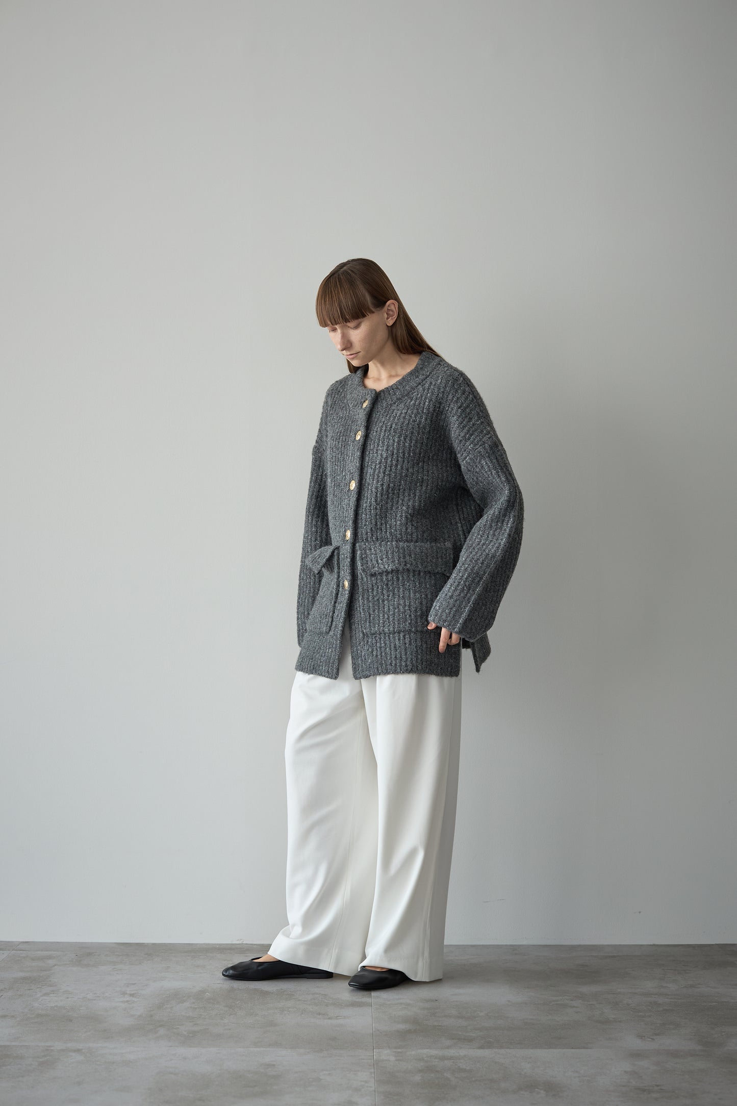 ドッグボタンニットコート【GRAY】