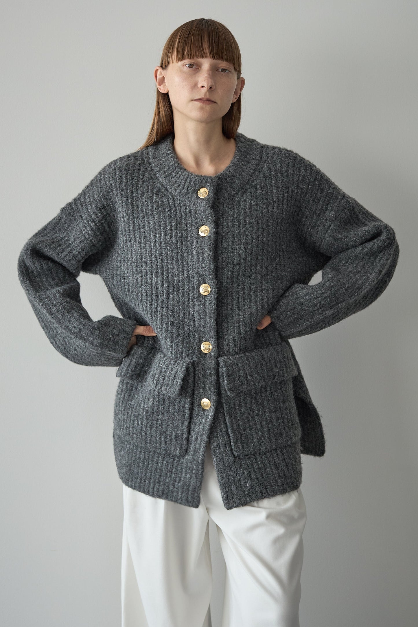 ドッグボタンニットコート【GRAY】