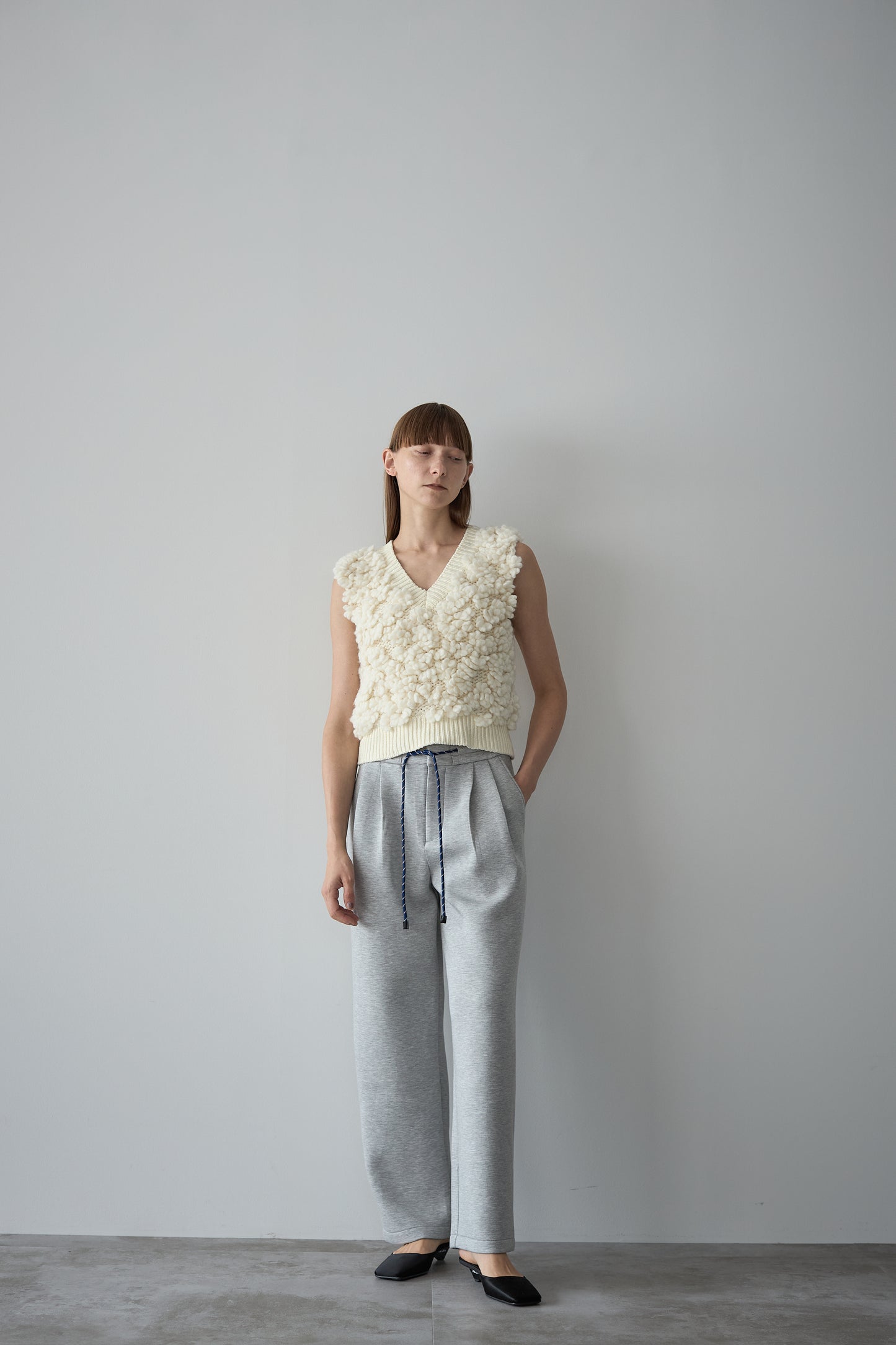 Button knit vest [GRAY]