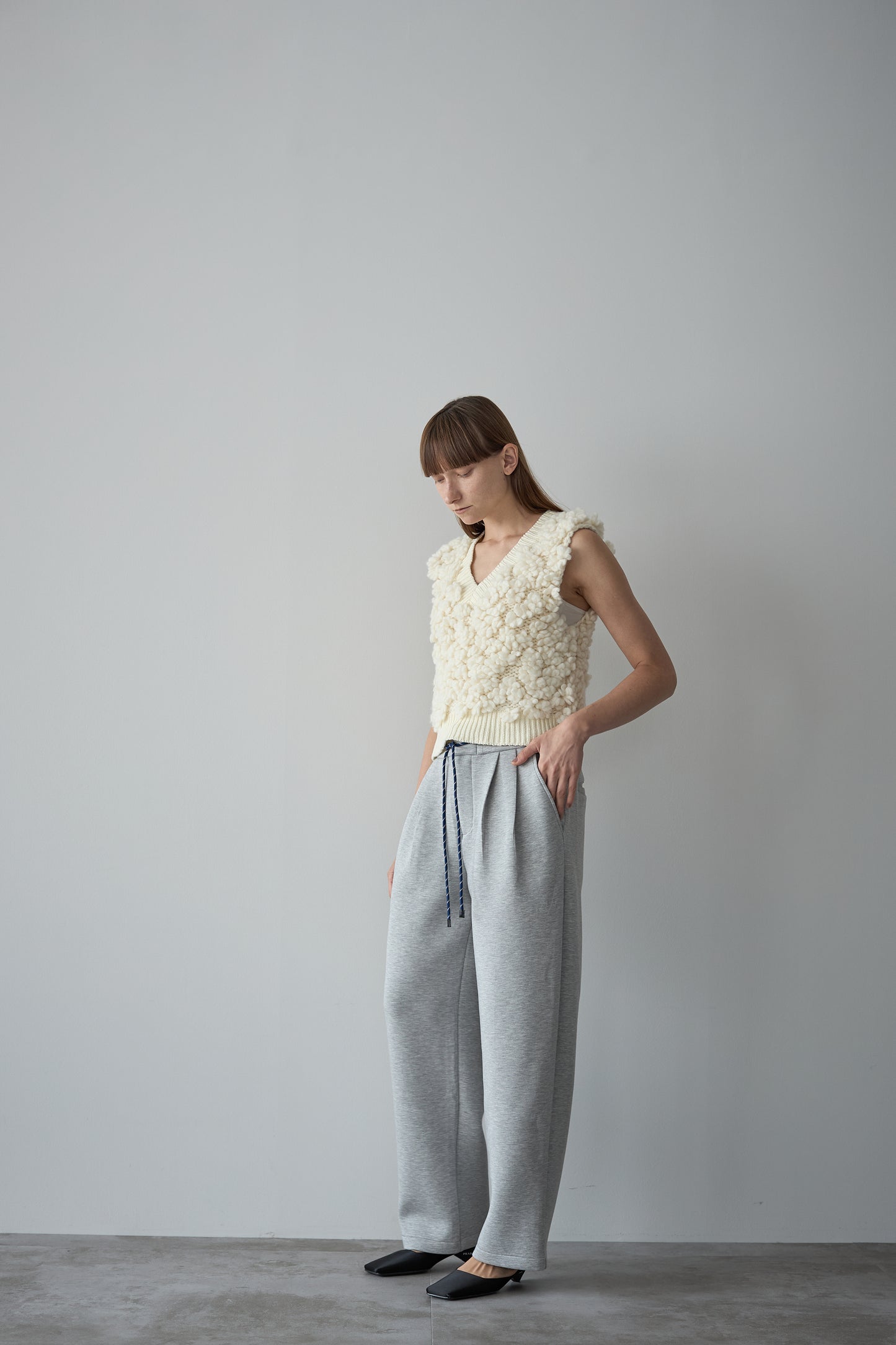 Button knit vest [GRAY]
