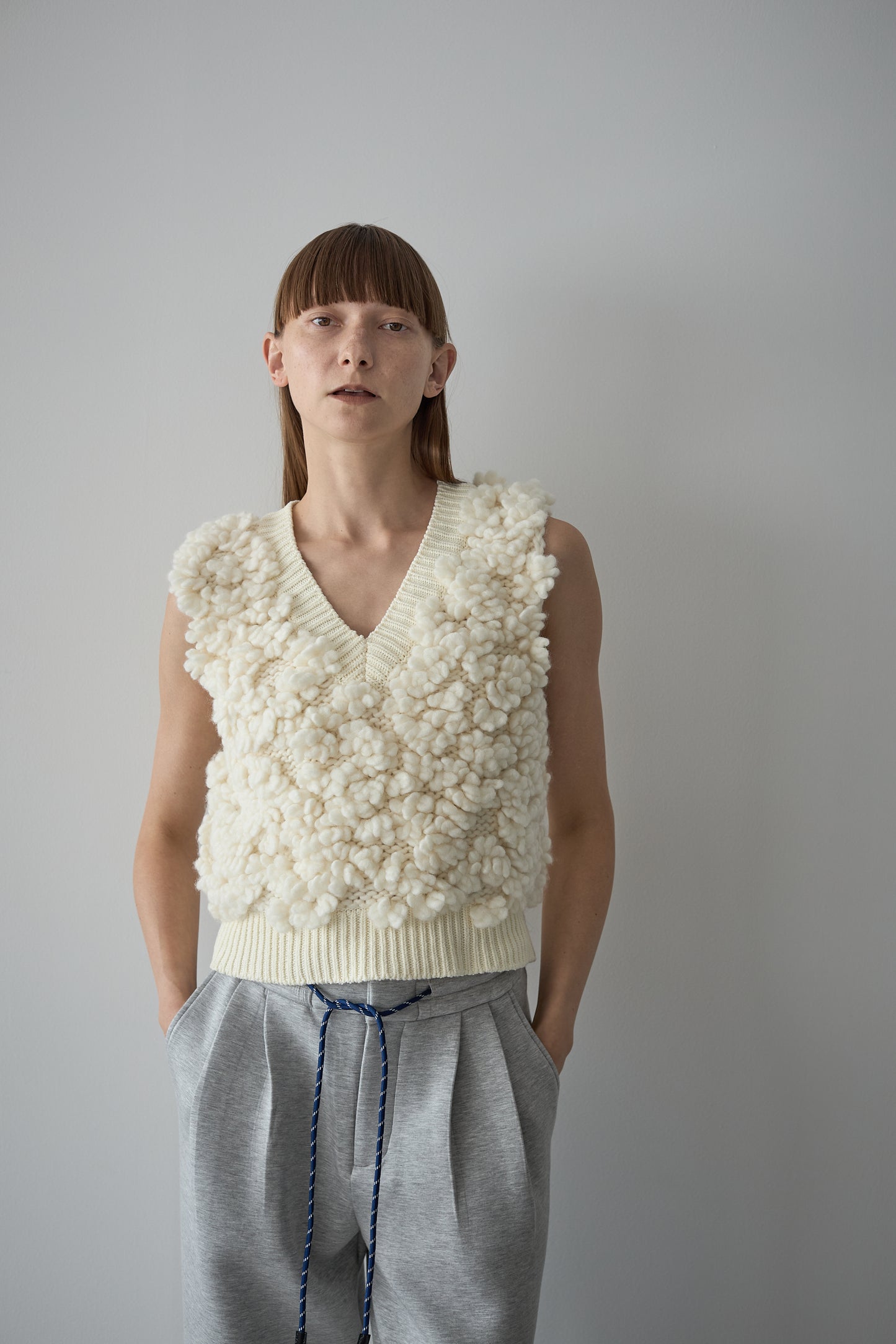 Button knit vest [GRAY]