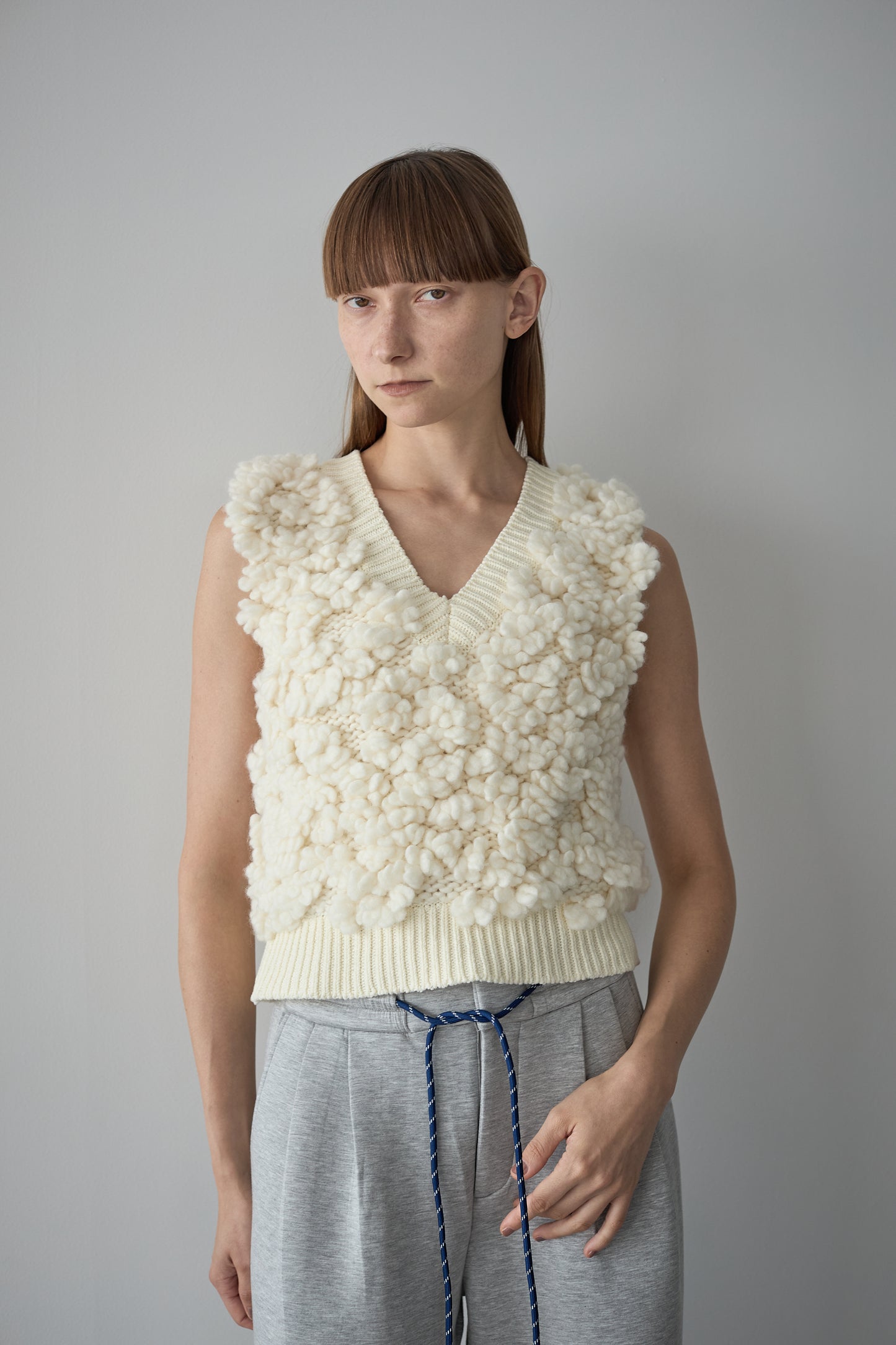 Button knit vest [GRAY]