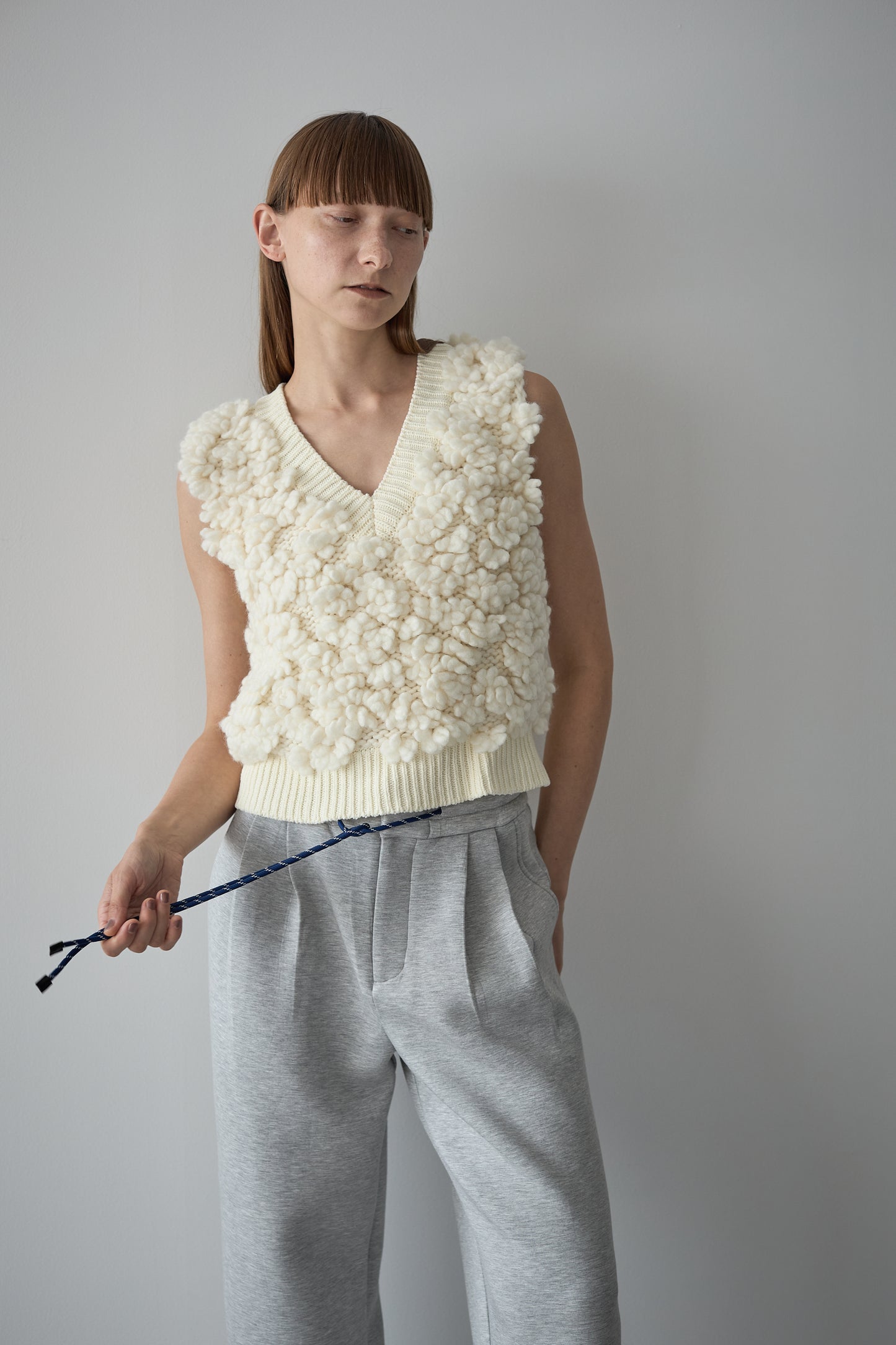 Button knit vest [GRAY]