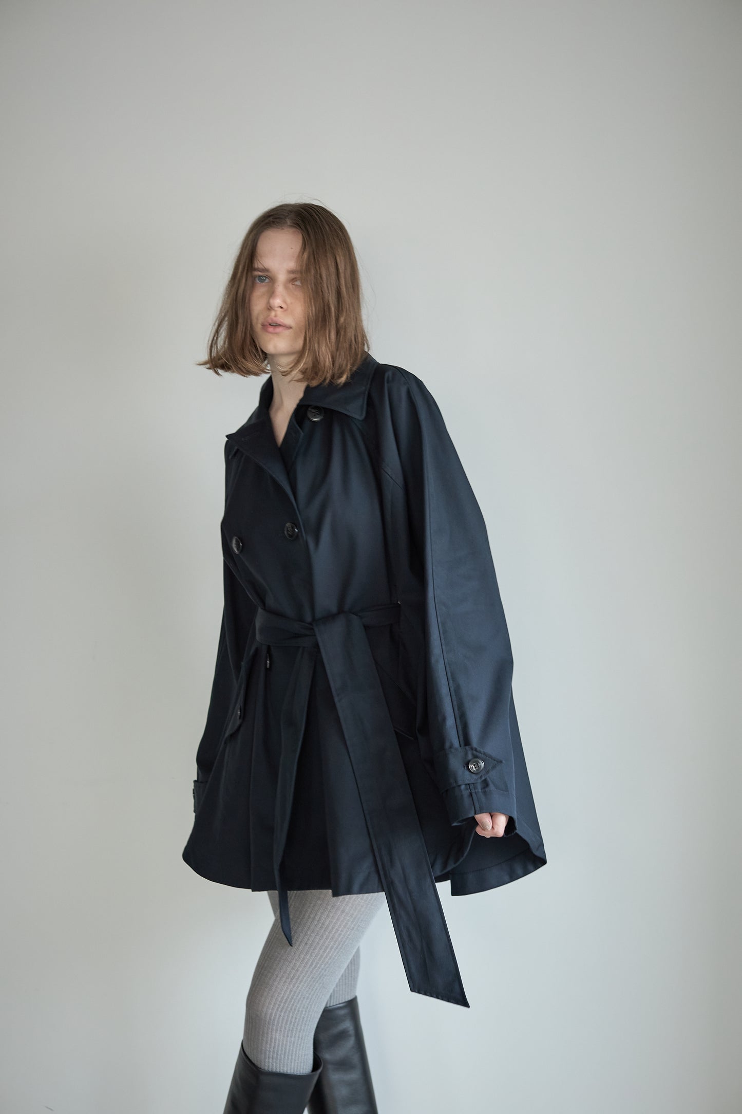 ケープトレンチコート【NAVY】