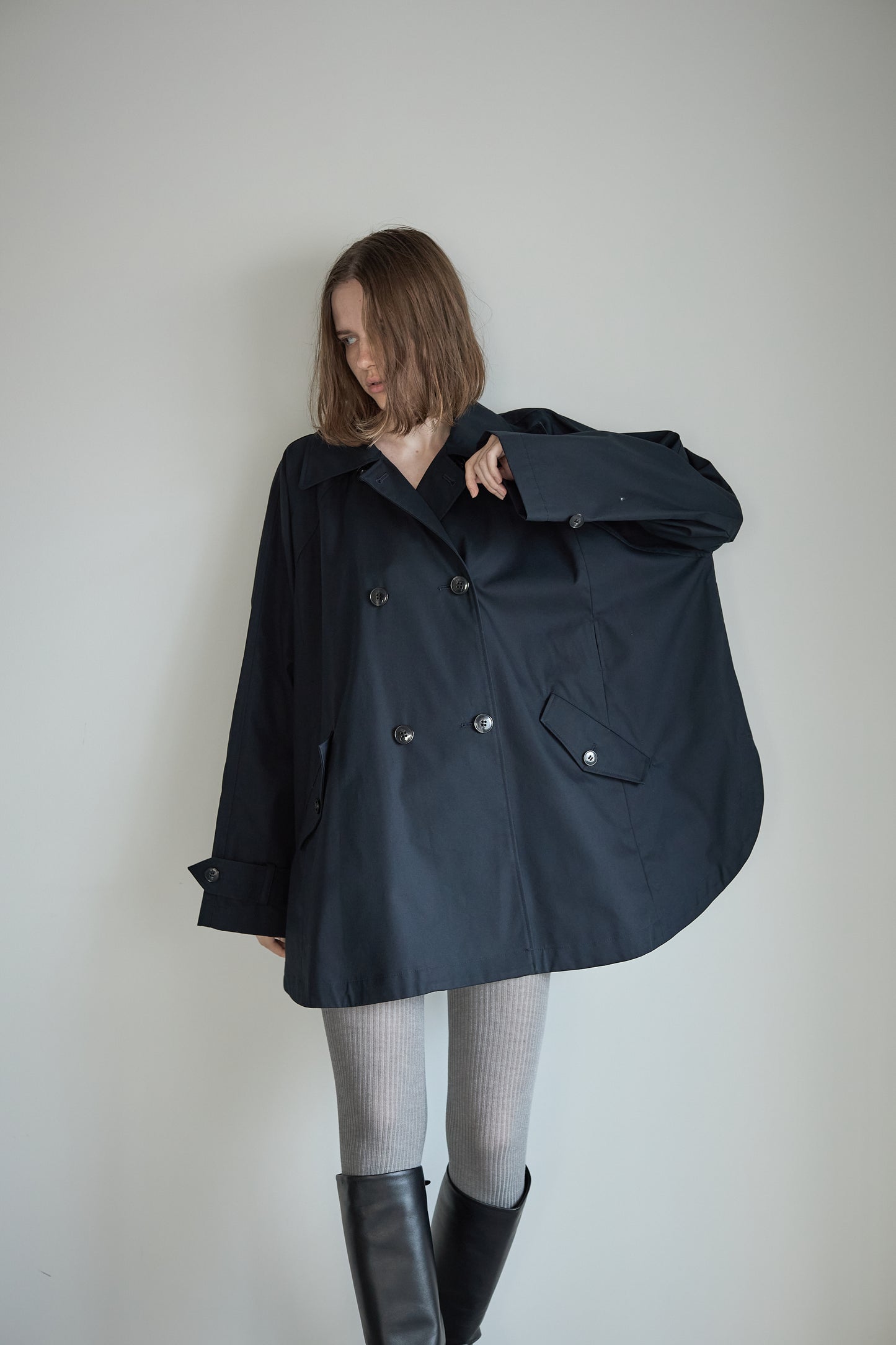 ケープトレンチコート【NAVY】