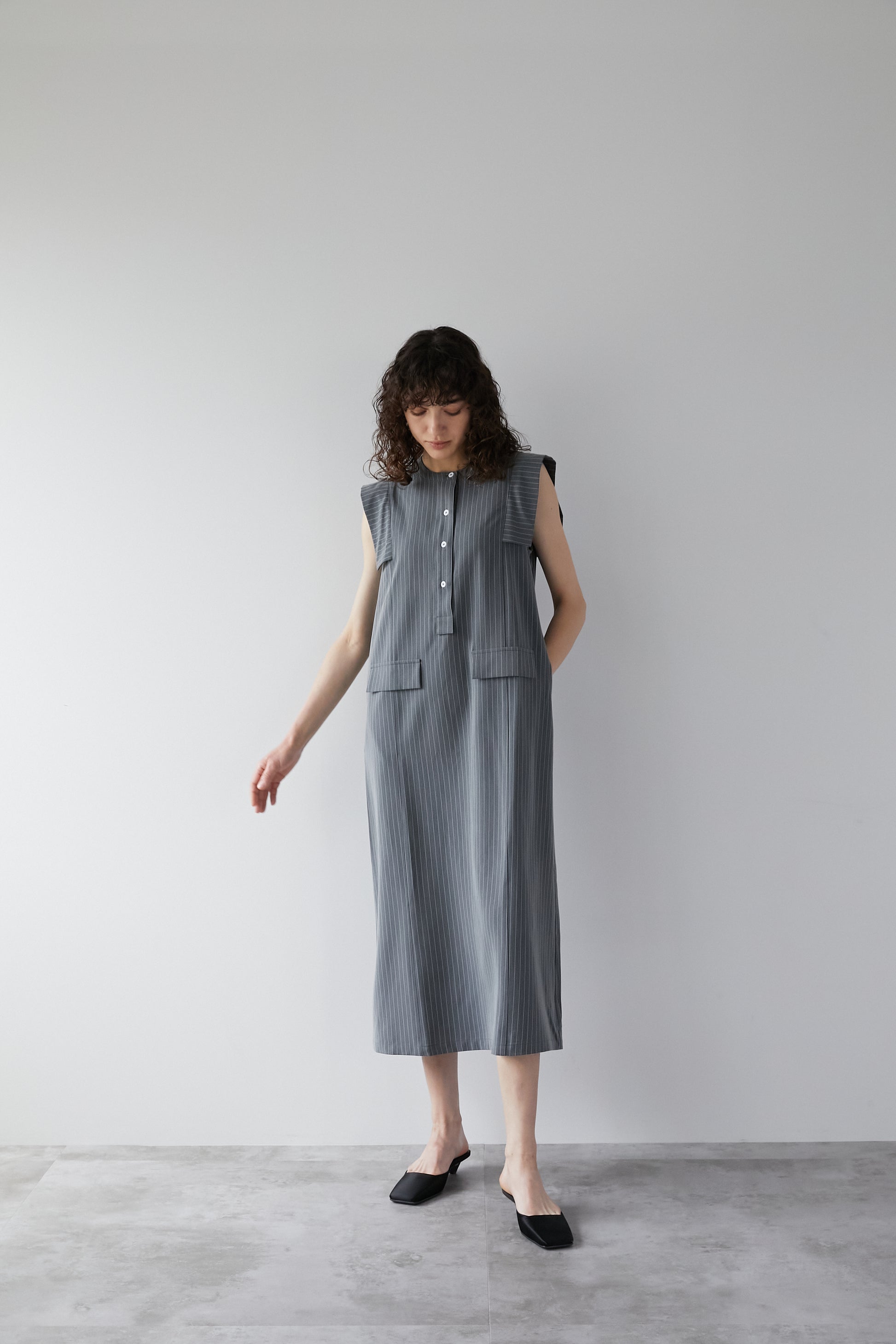 ★REISS Eloise ストライプxセルフタイフレア 上質ワンピ★ ストライプワンピース【GRAY】 – ELLIE
