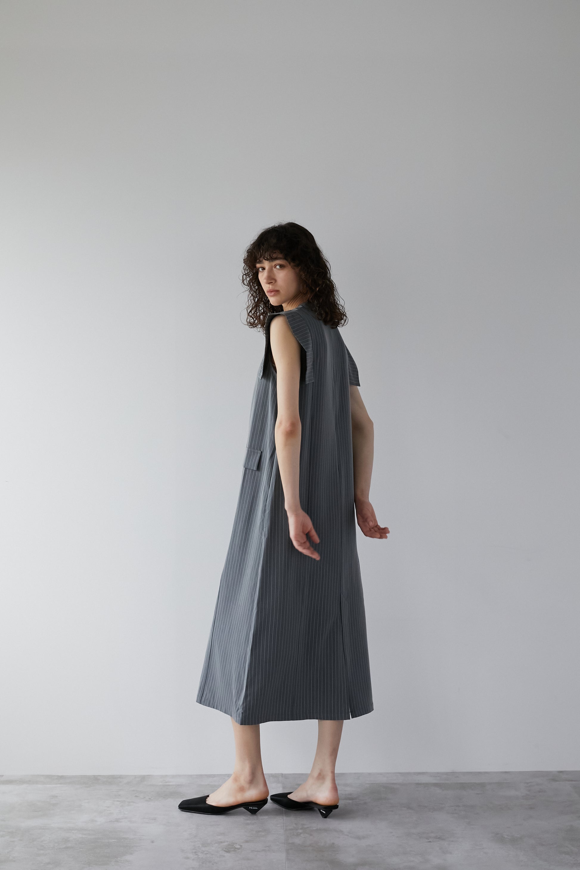 ☆韓国の人気☆【JILLSTUART】☆Ellie ribbon flat sanda.l☆ ストライプワンピース【GRAY】 – ELLIE
