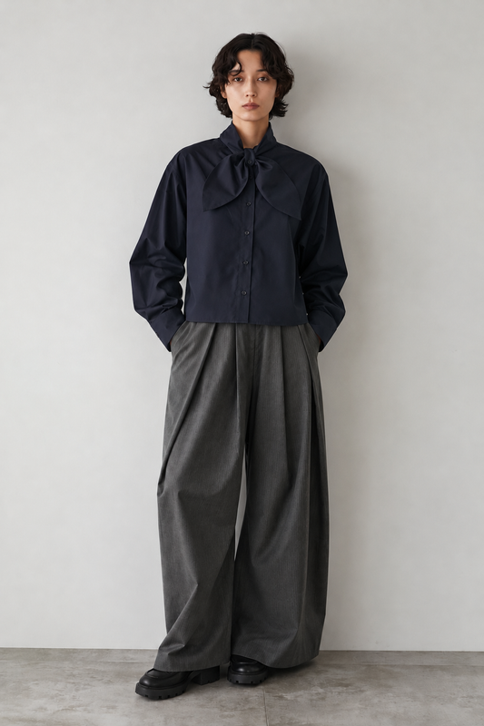 スカーフカラーシャツ【NAVY】