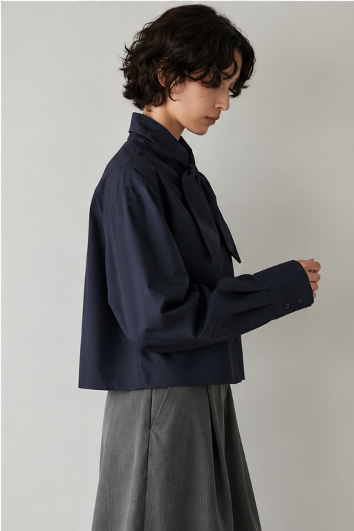 スカーフカラーシャツ【NAVY】