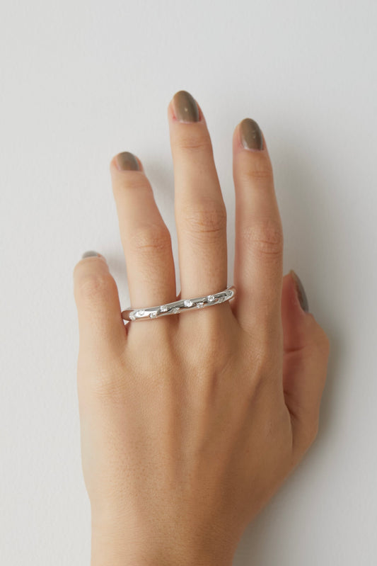 double finger ring crystal【SILVER】