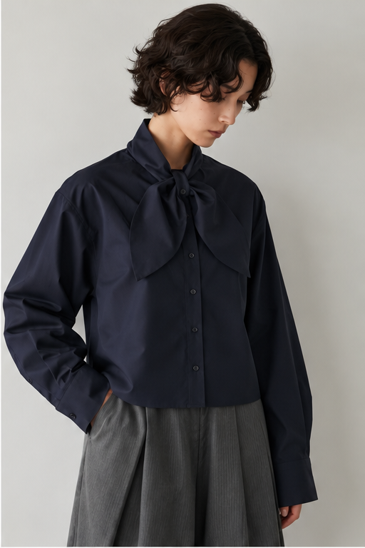 スカーフカラーシャツ【NAVY】