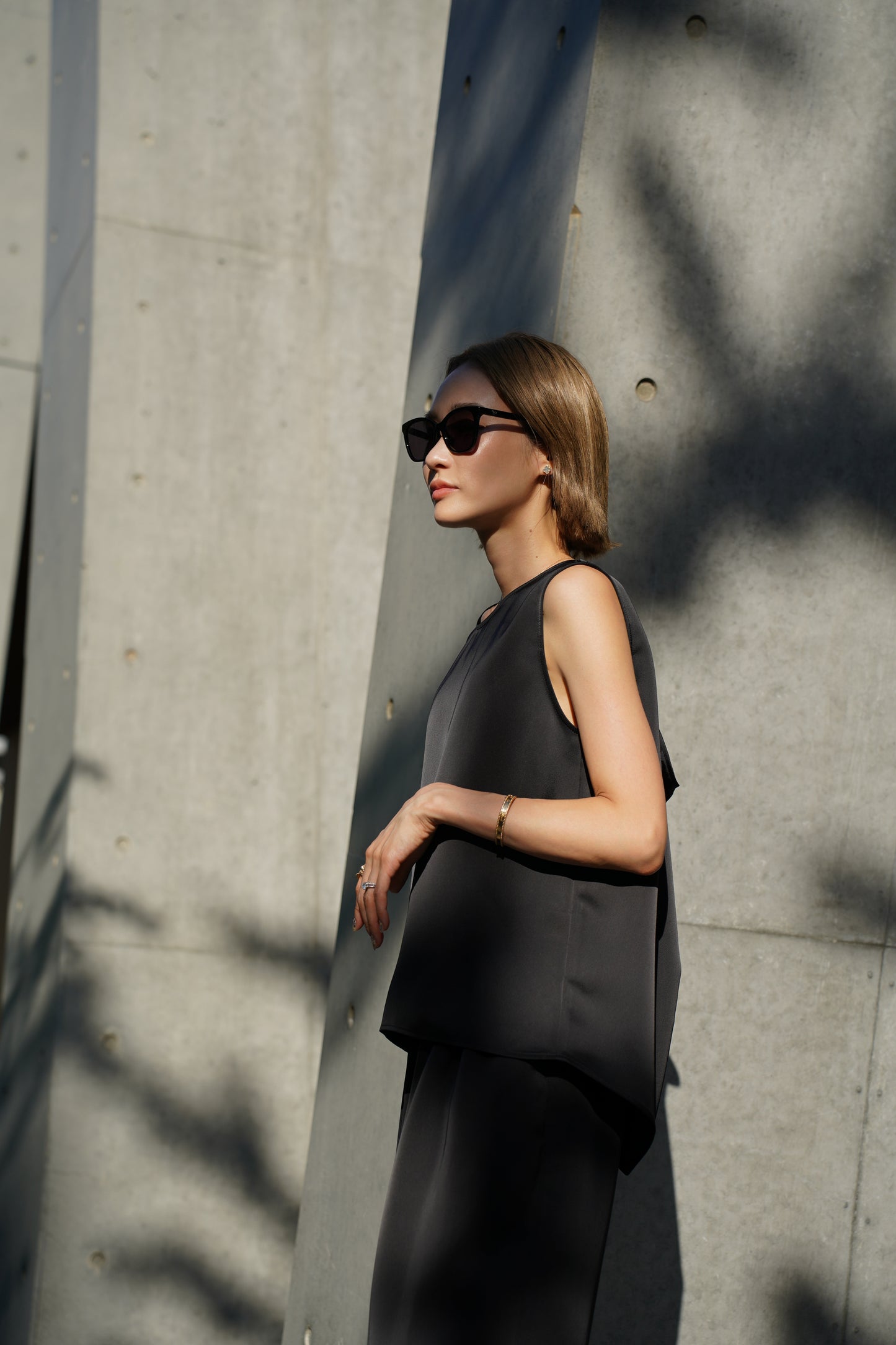 Bicolor sleeveless knit [WHITE]
