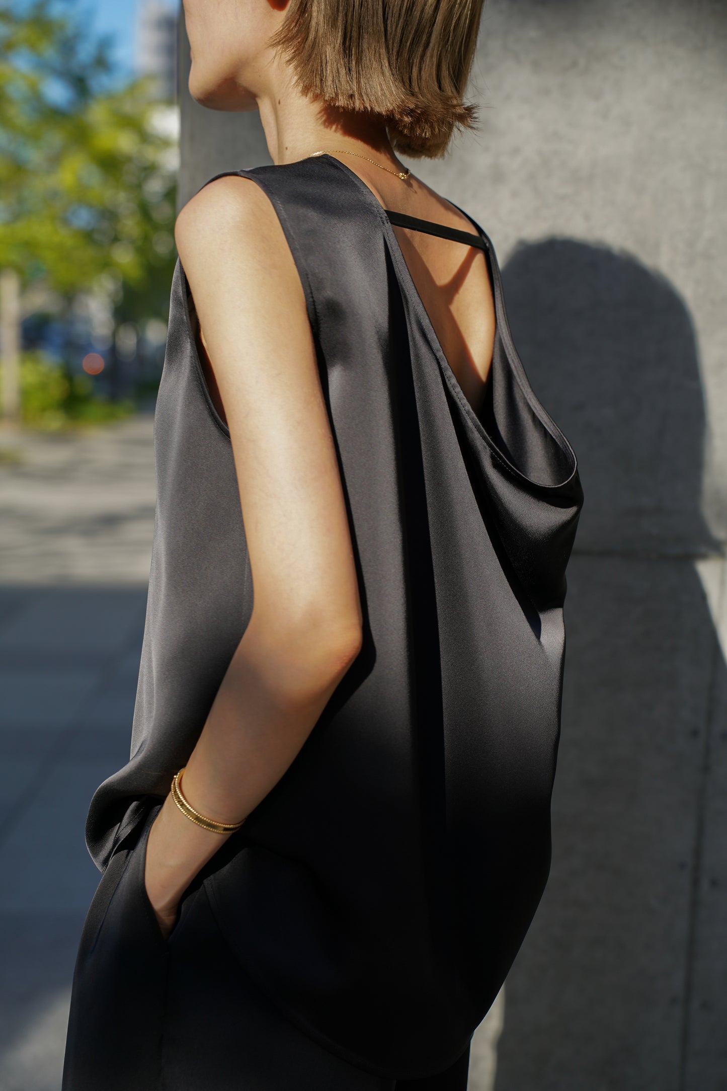 Bicolor sleeveless knit [WHITE]