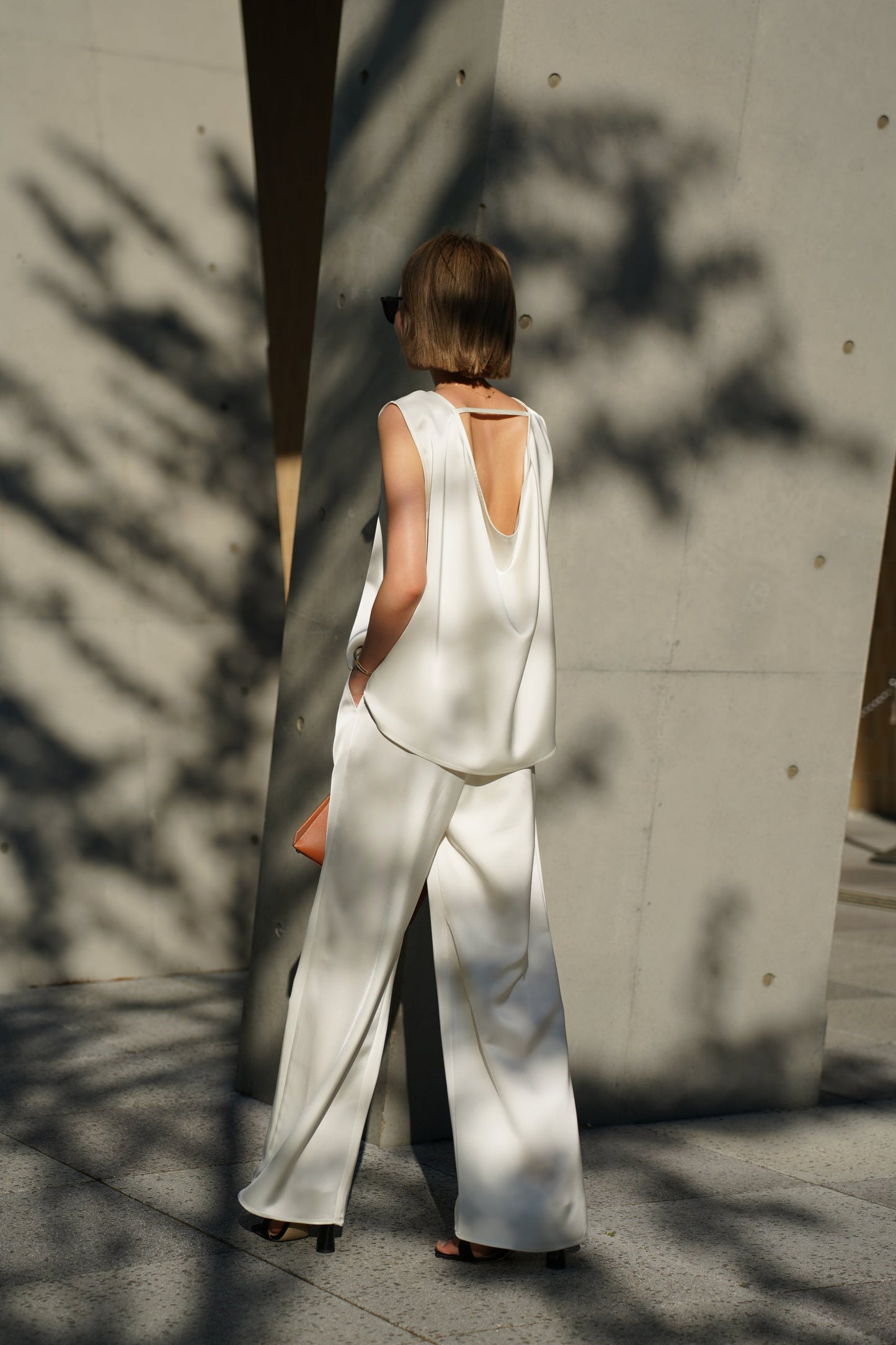 Satin wide pants [WHITE] 