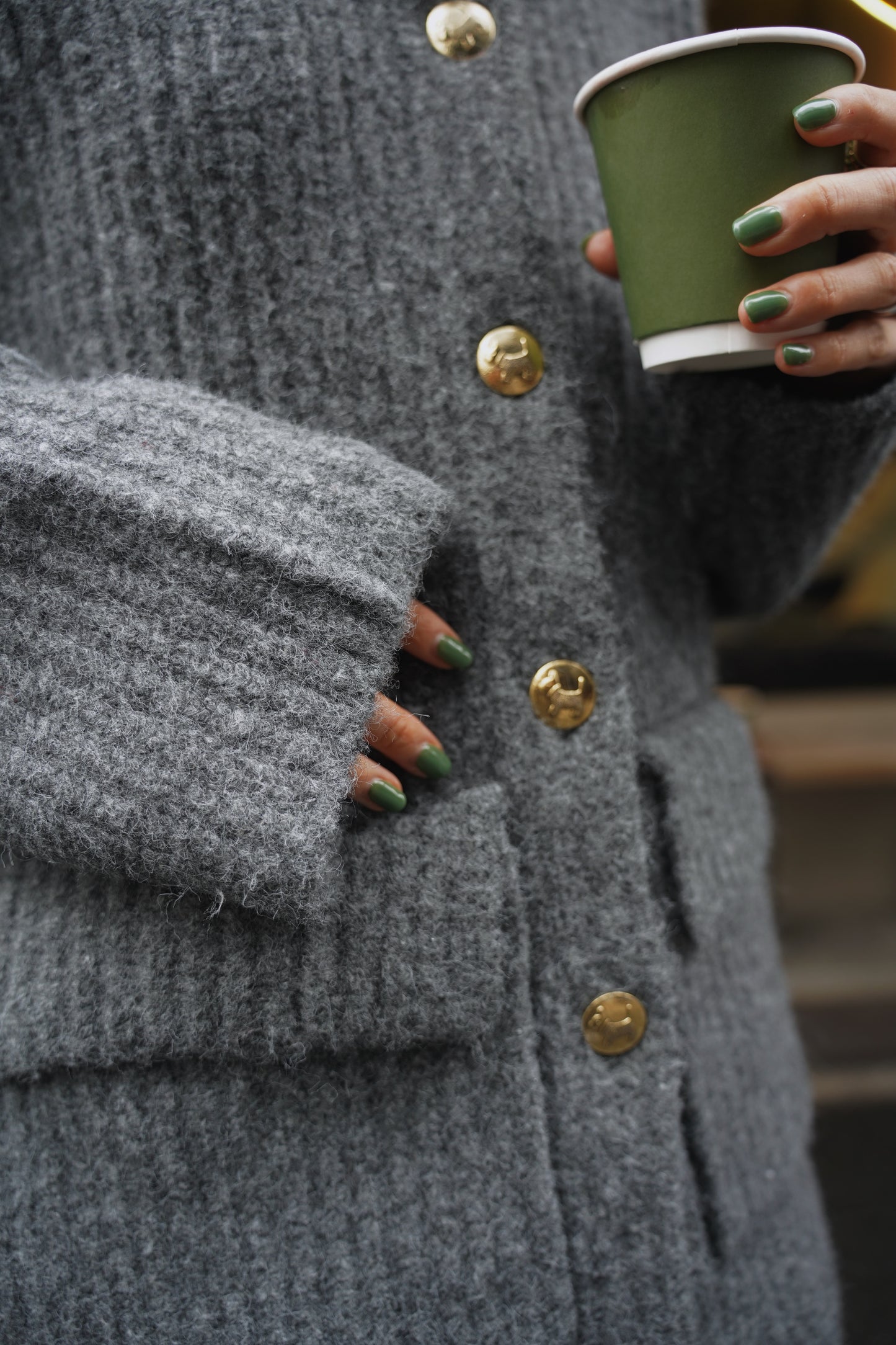 ドッグボタンニットコート【GRAY】