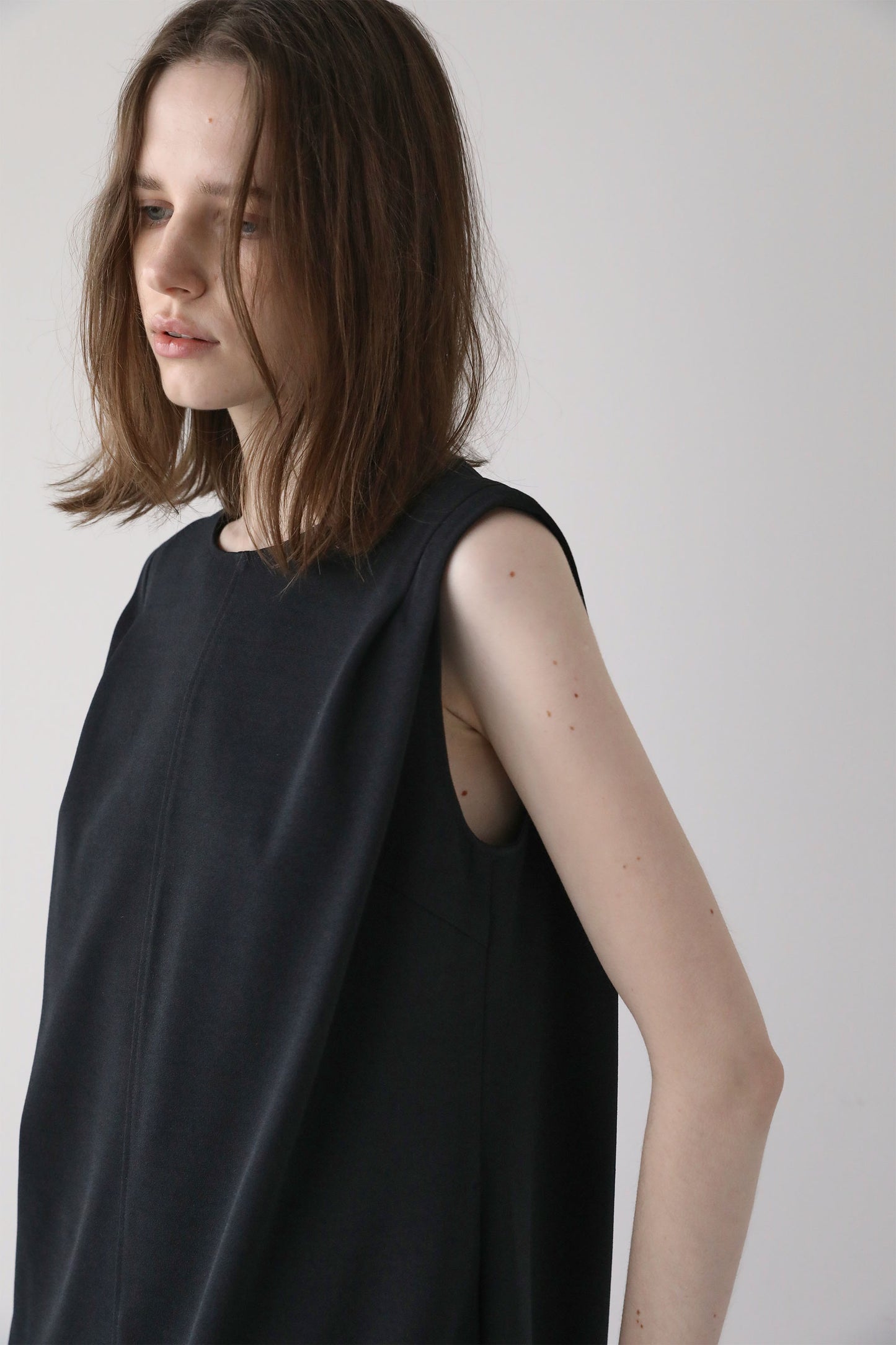 ジョーゼットノースリーブワンピース【BLACK】