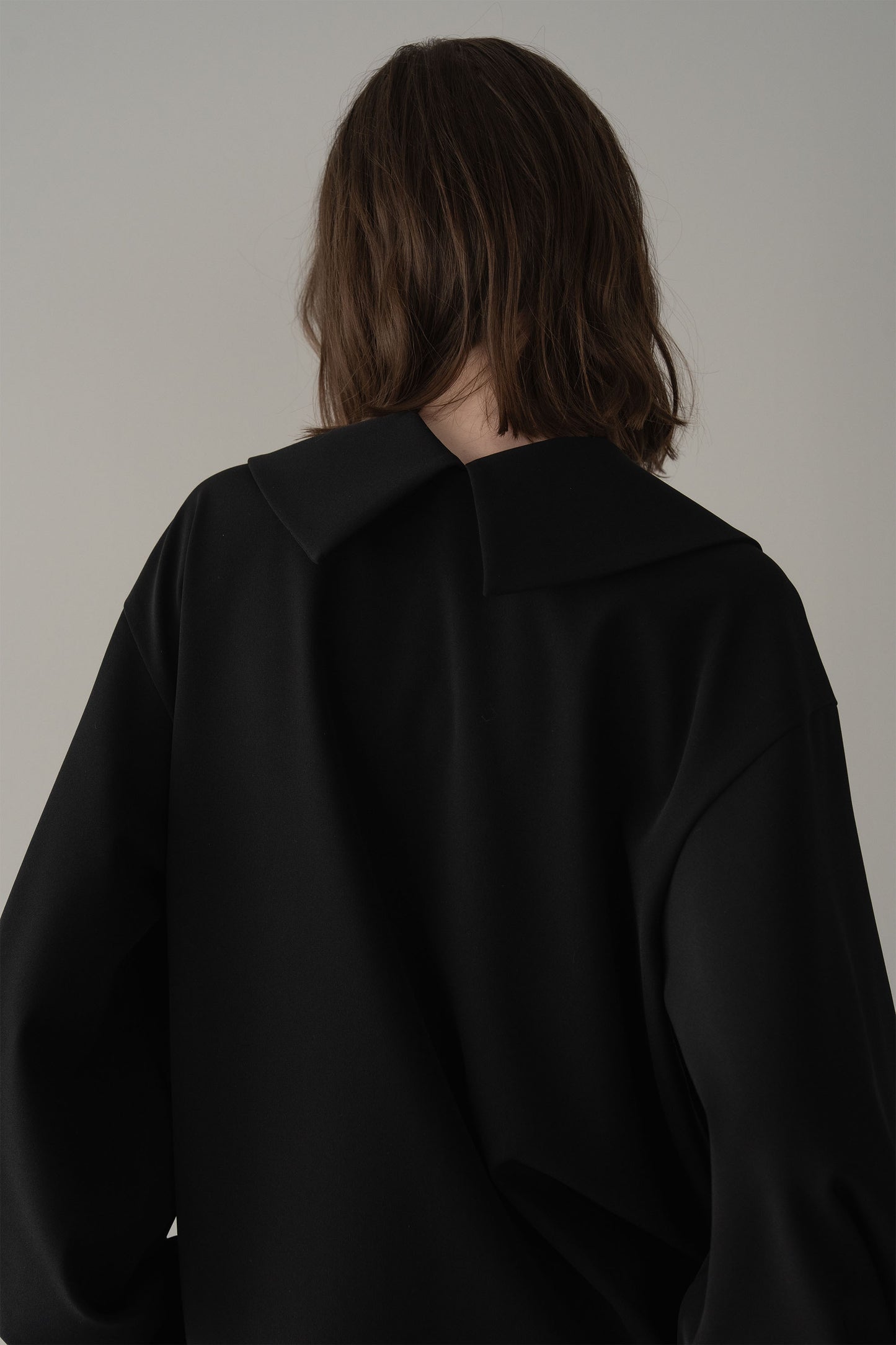 アシメントリーカラーブラウス【BLACK】