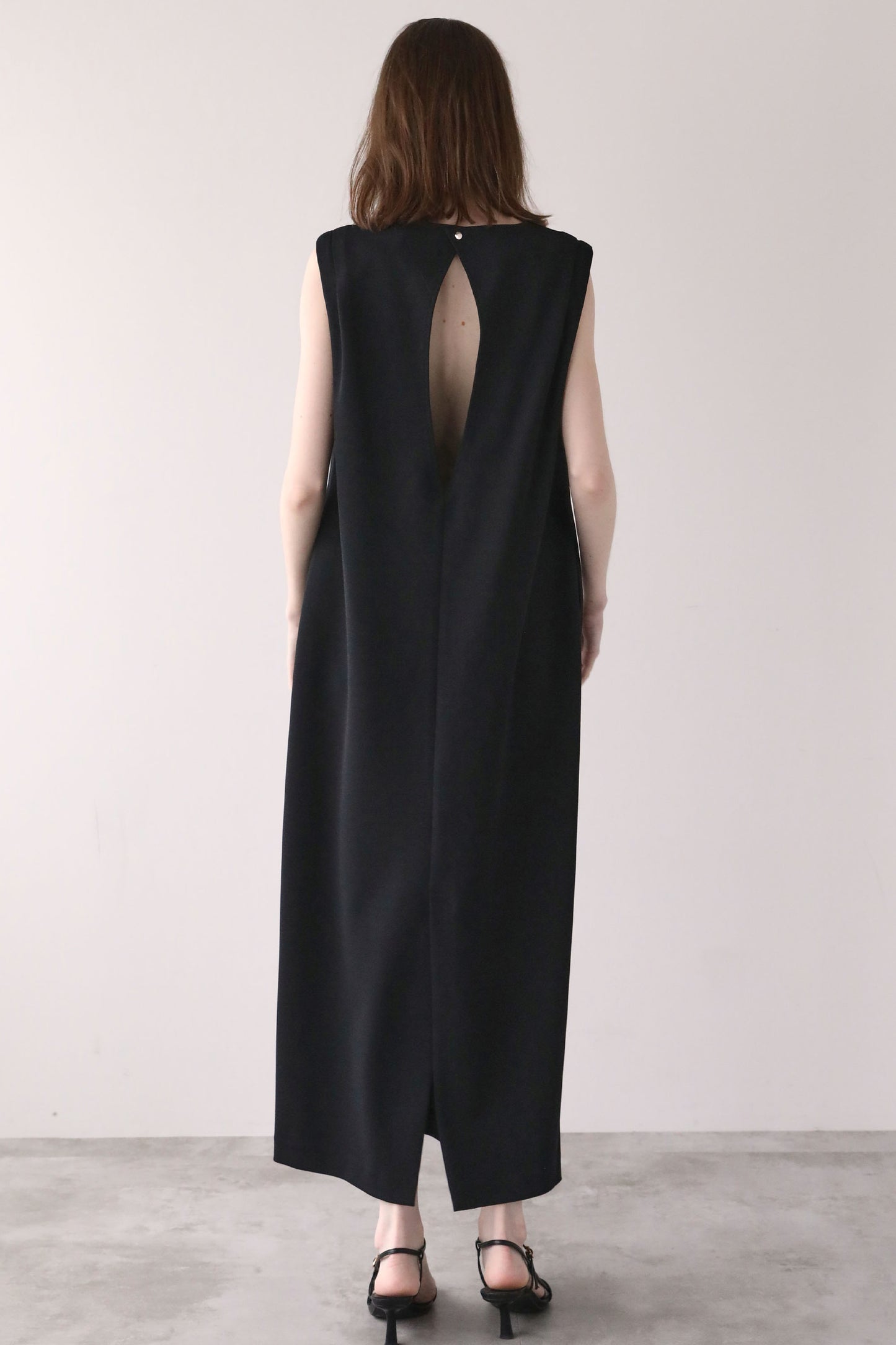 ジョーゼットノースリーブワンピース【BLACK】