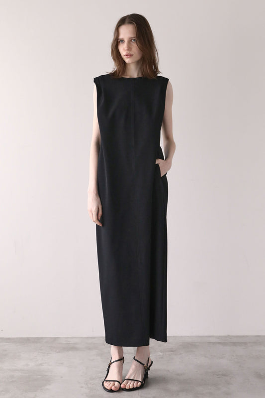 ジョーゼットノースリーブワンピース【BLACK】