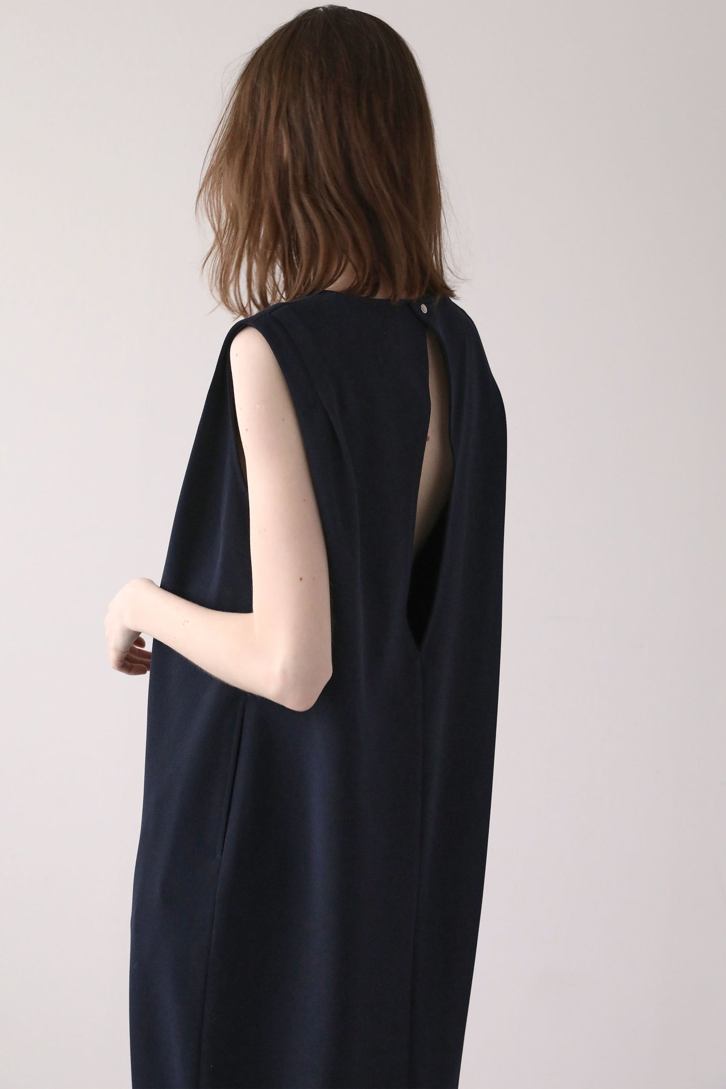 ジョーゼットノースリーブワンピース【NAVY】